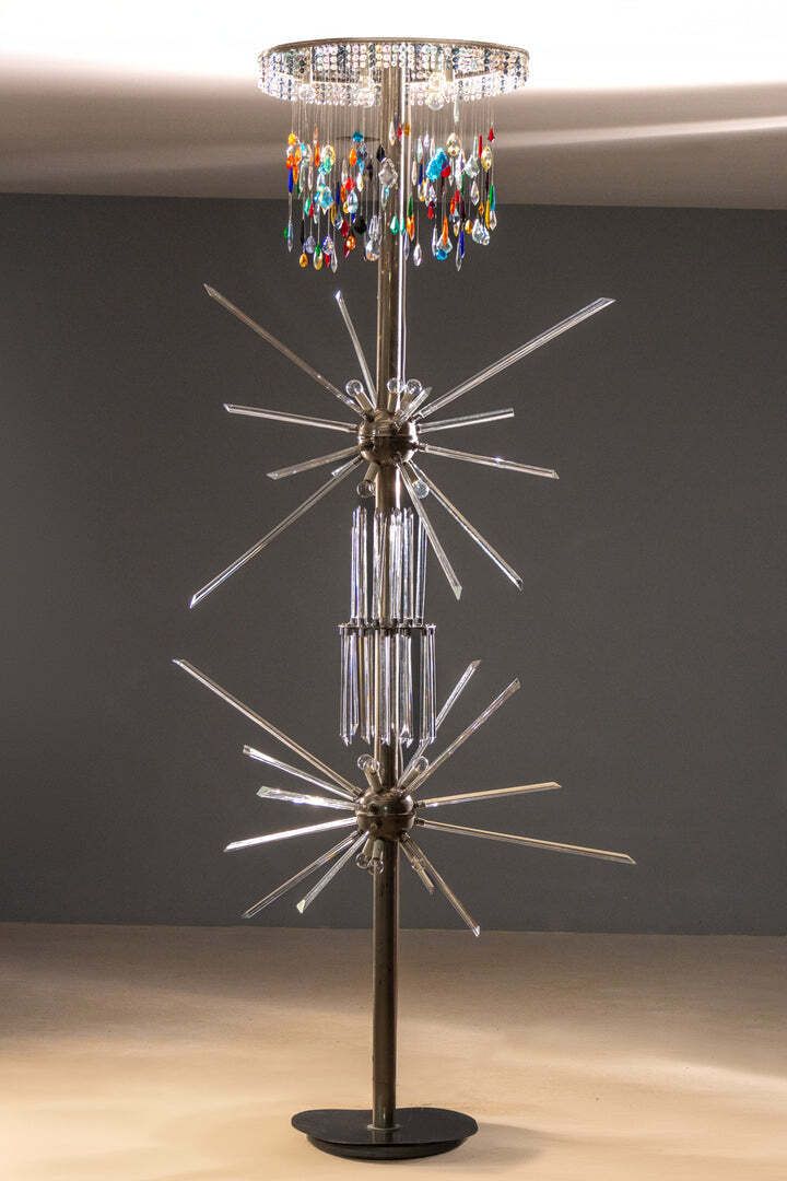 Floor Lamp By René Roubíček, Nový Bor, Glass & Metal, 1960s photo furniture