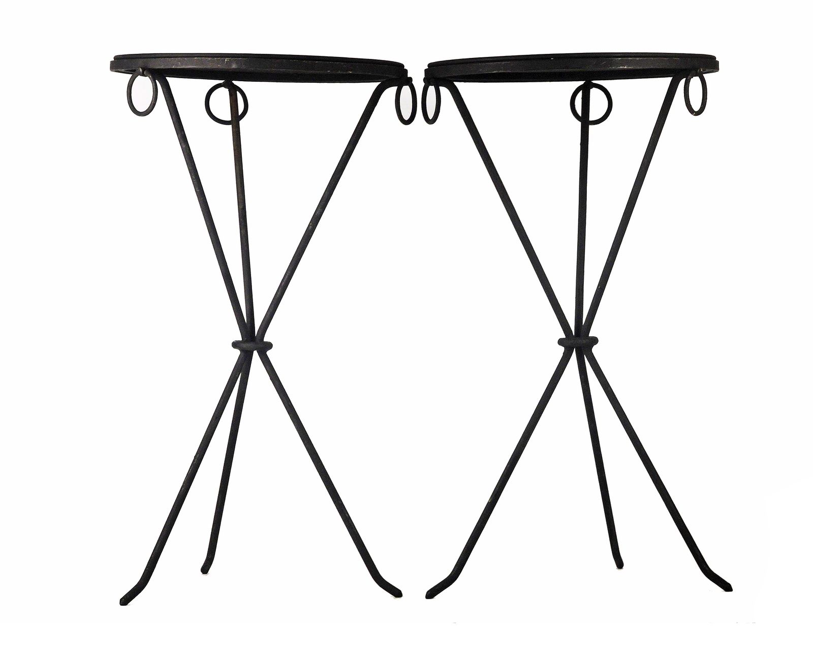 Pair Of Mid 20th Unmarked Century Wrought Iron Guéridon Tables Designed By Jean Michel Frank For The Company Comte S.A. photo furniture