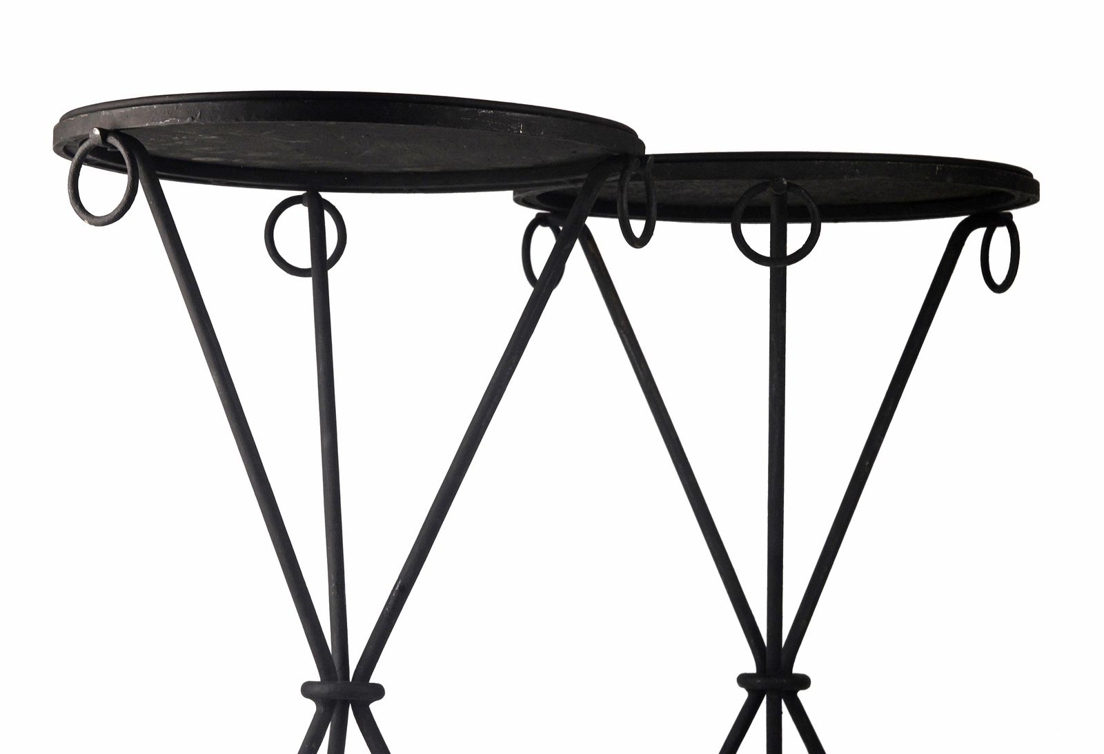 Pair Of Mid 20th Unmarked Century Wrought Iron Guéridon Tables Designed By Jean Michel Frank For The Company Comte S.A. photo for sale