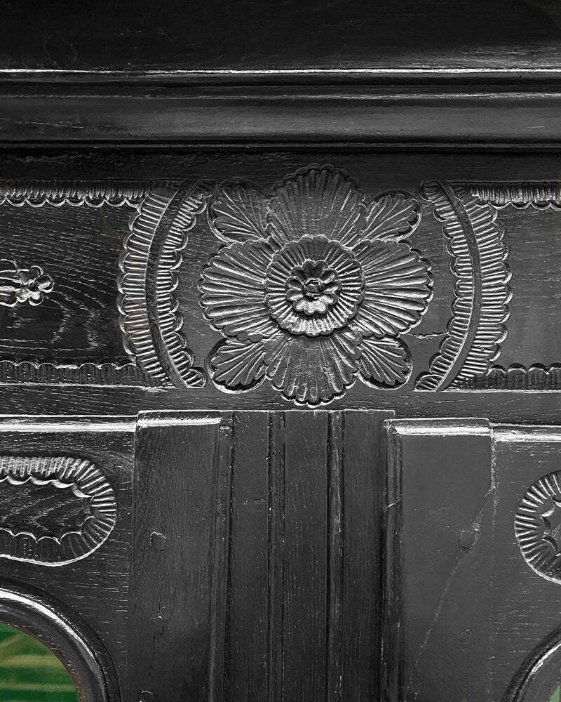 19th C Black Vitrine Marriage Armoire photo Furniture