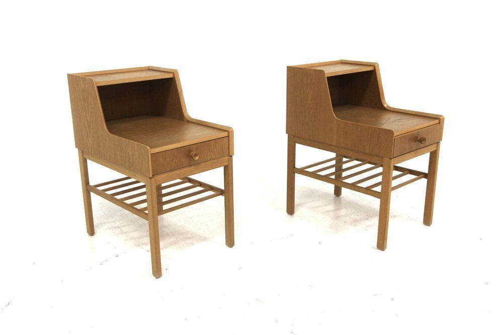 Vintage Scandinavian Oak Bedside Tables, 1960, Set Of 2