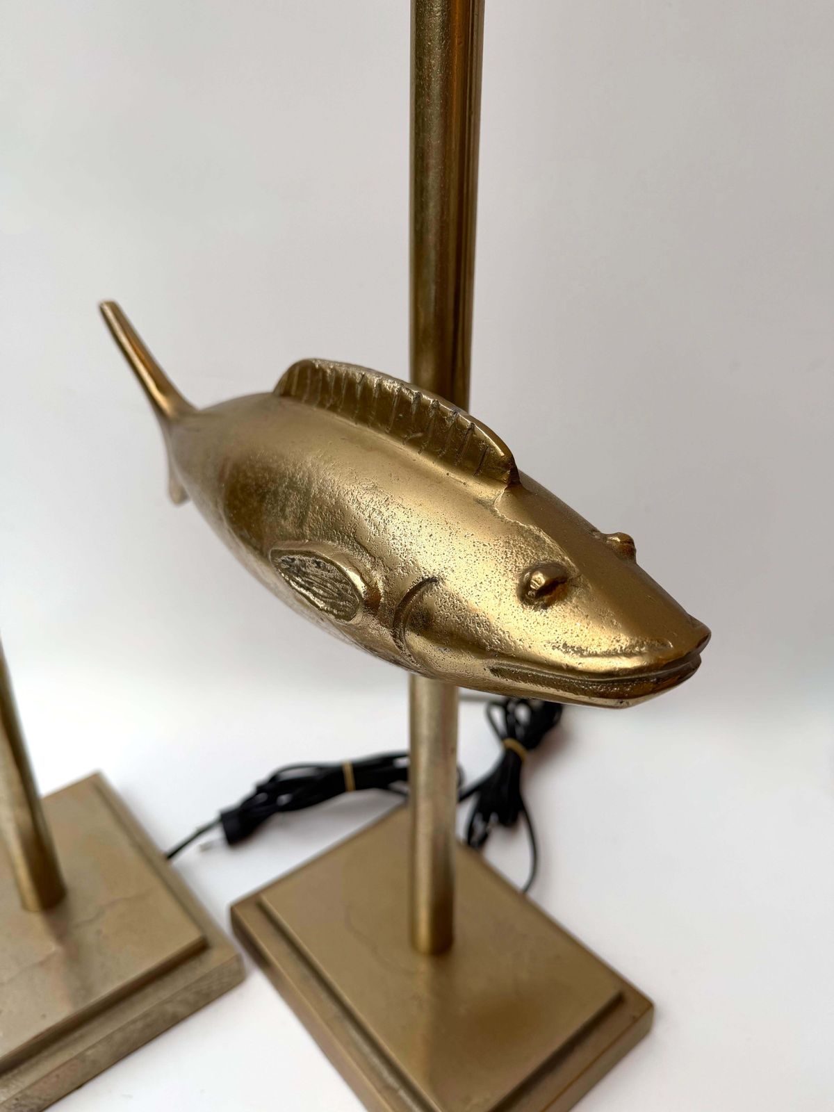 Pair Of Fish Lamps Gilt Metal. France, 1990s photo 4251.0