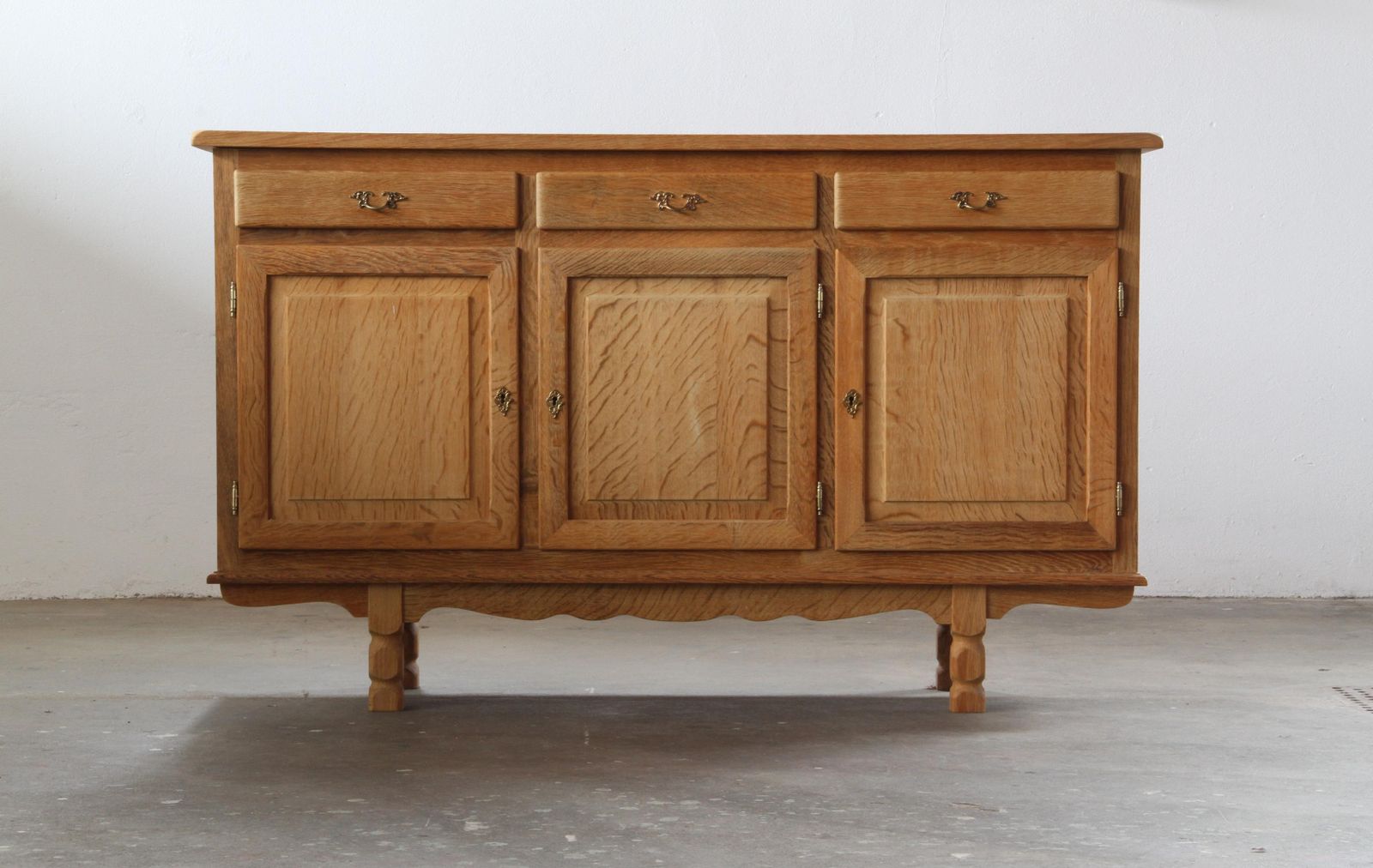 Vintage 1970s Danish Oak Low Cabinet / Sideboard, Henning Kjærnulf Style photo Furniture