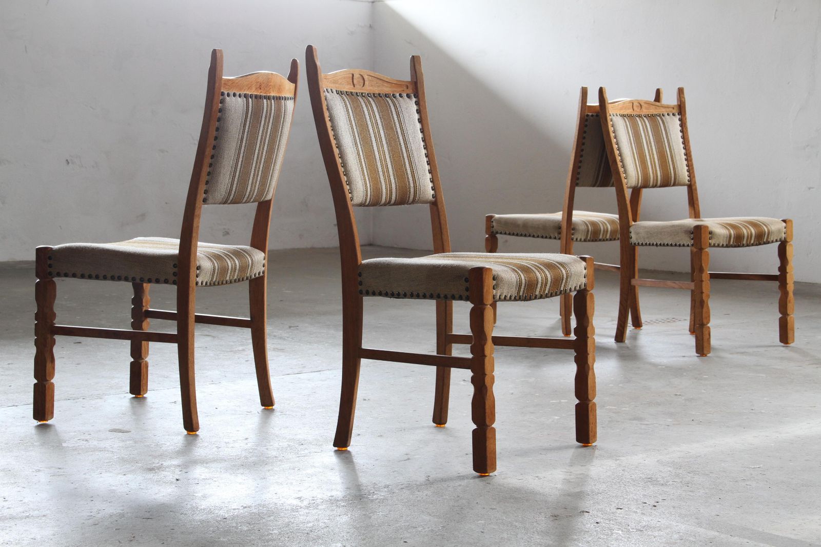 Vintage 1960s Danish Oak Dining Chairs Style Of Henning Kjærnulf, Denmark photo Furniture