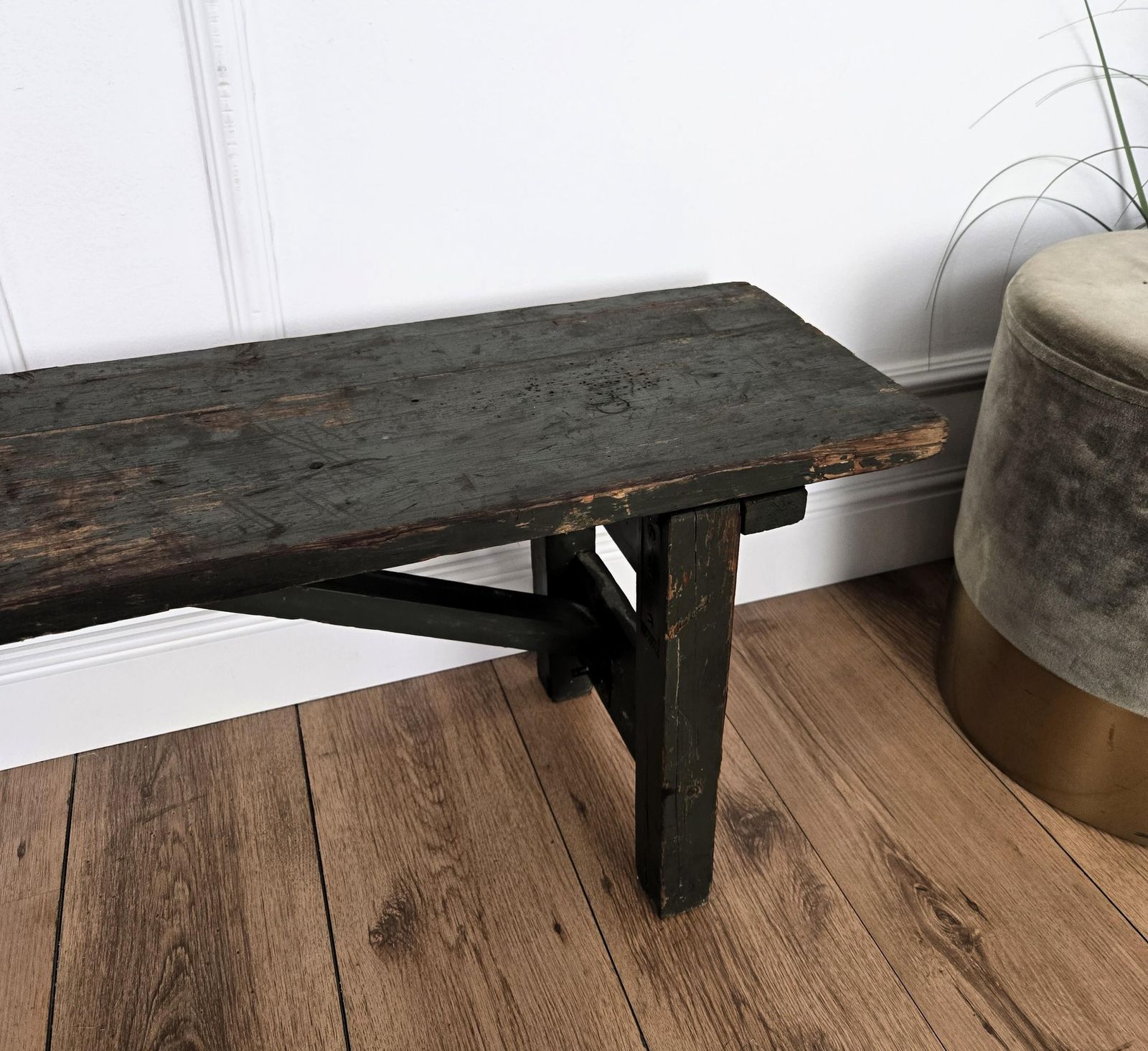 Primitive Rustic Minimal Italian Antique Farm Country Wooden Bench Side Table photo 1304.0
