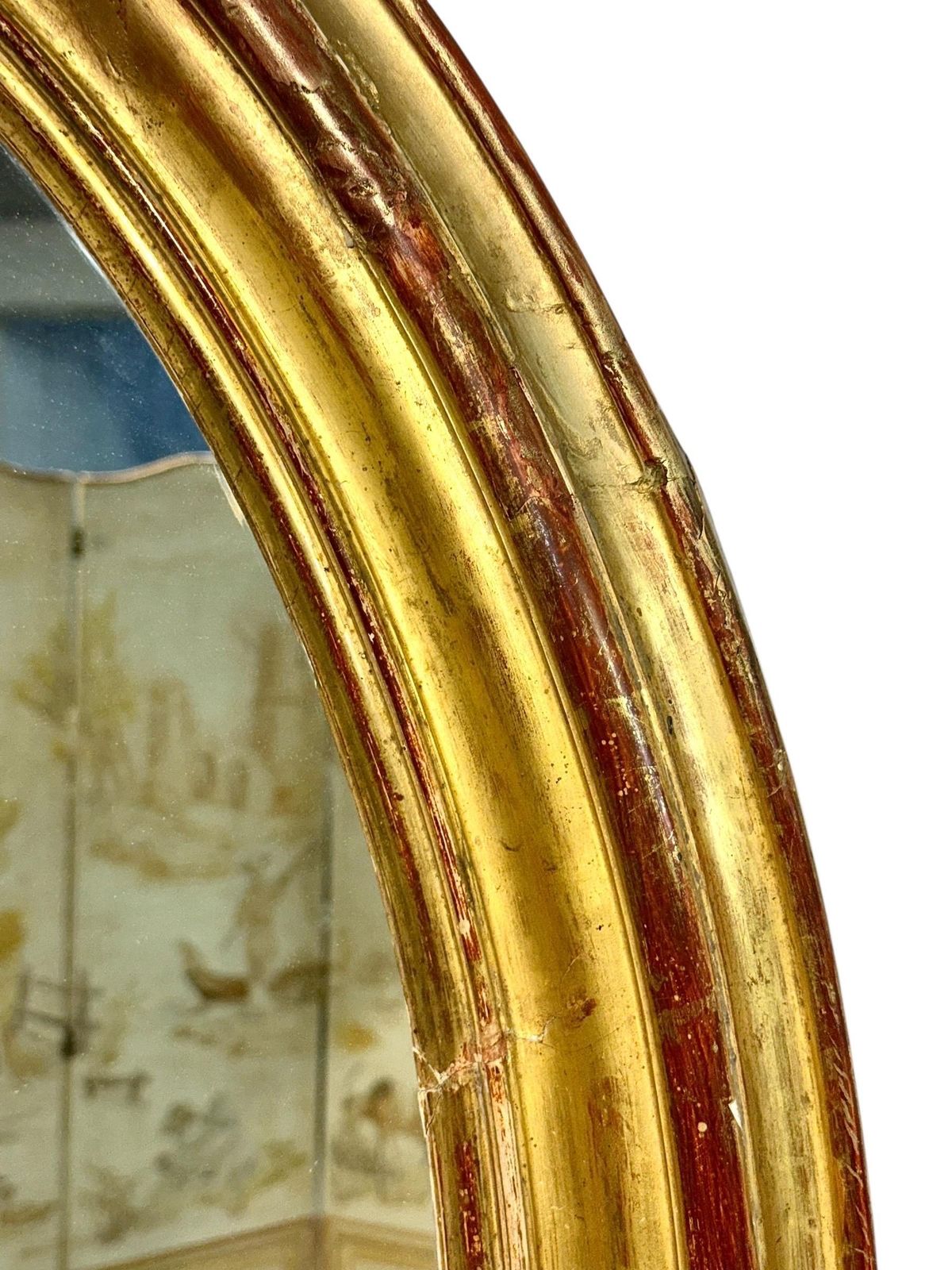 Large Oval Giltwood Mirror, France 19th Century photo vinterior