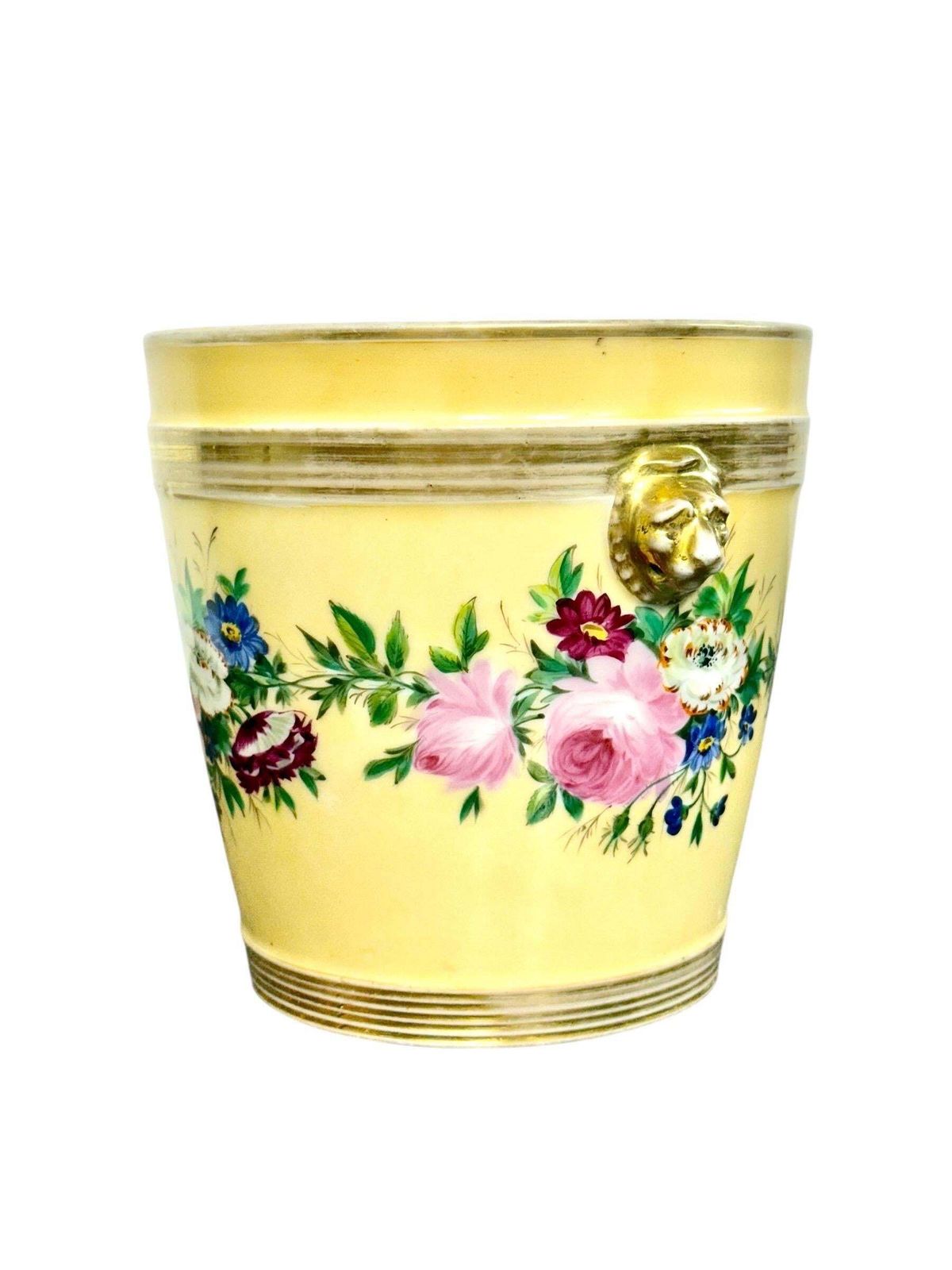 19th Century Paris Porcelain Cache Pot With Hand Painted Flowers photo 722.0