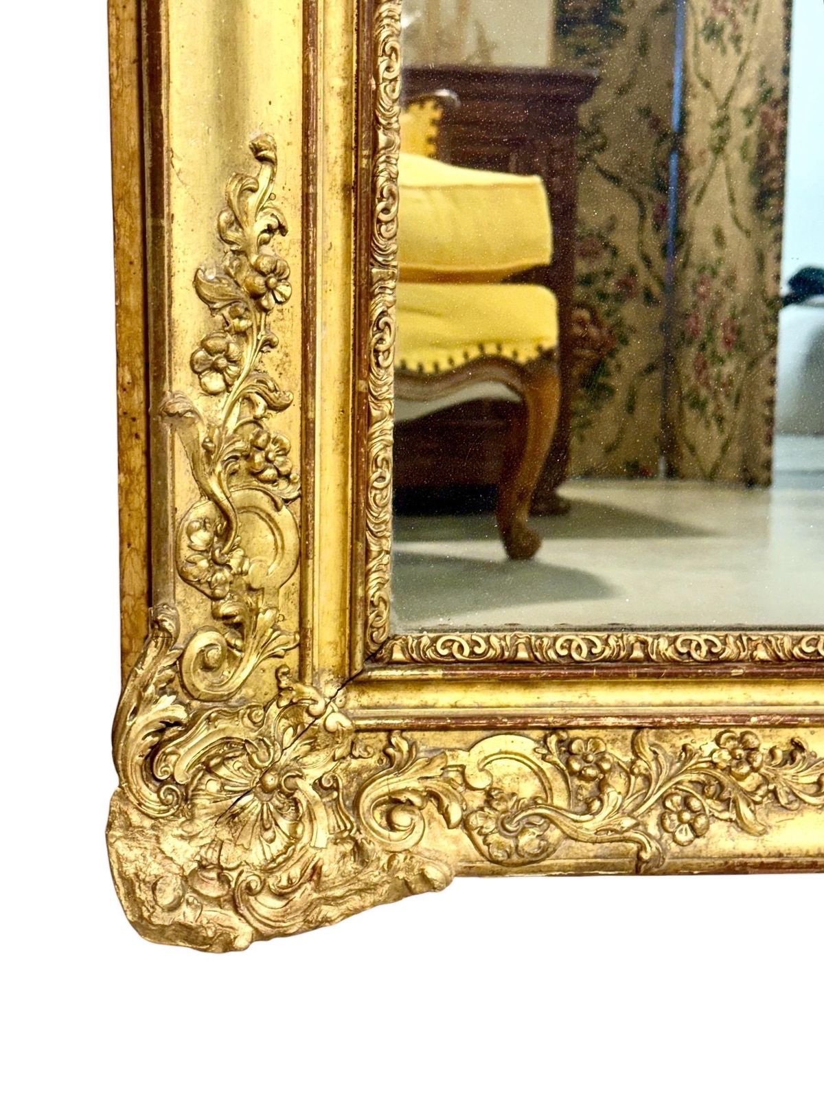 Large And Rectangular Giltwood Mirror, France 19th Century photo vinterior