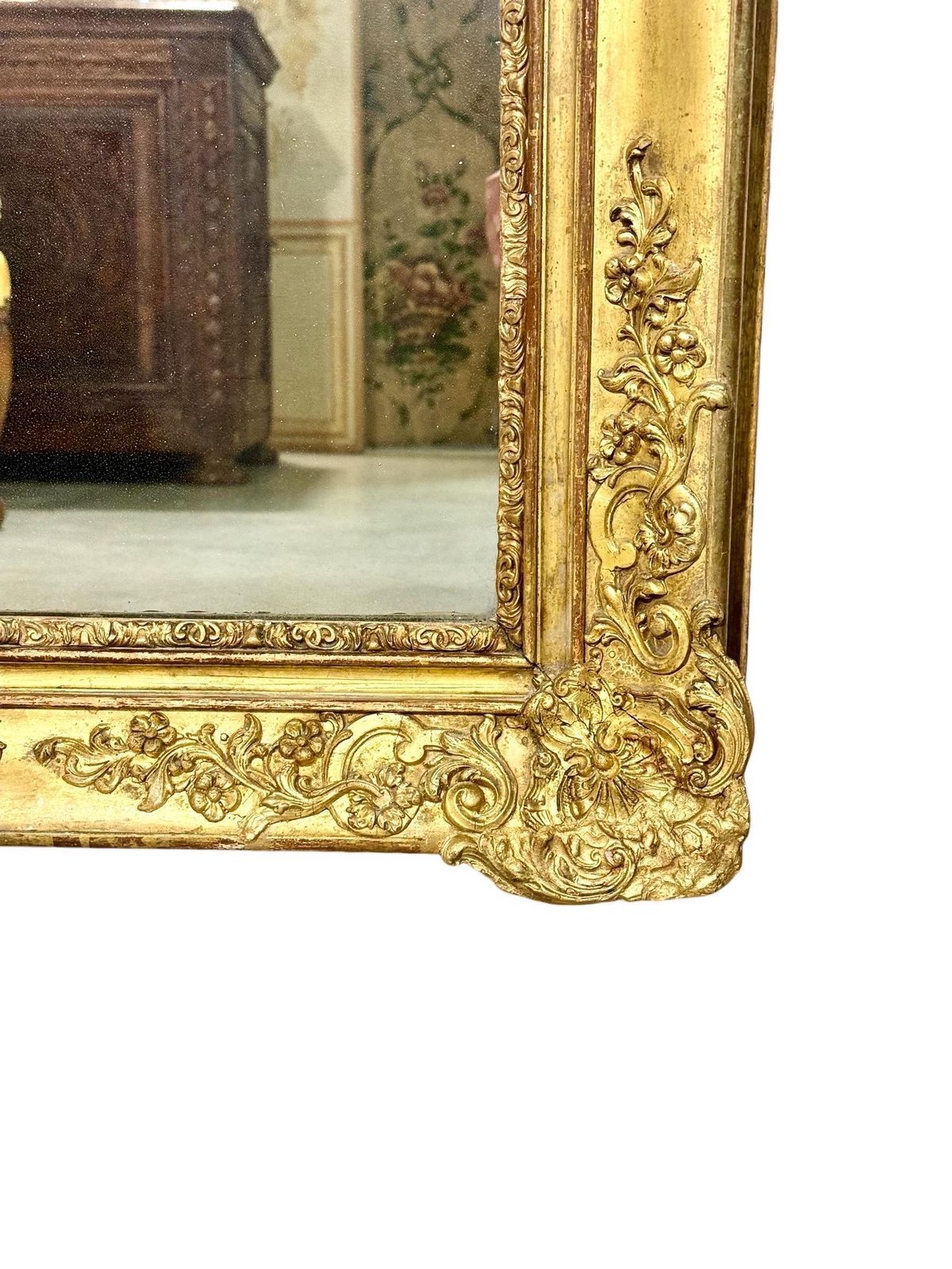photo vintage Large And Rectangular Giltwood Mirror, France 19th Century