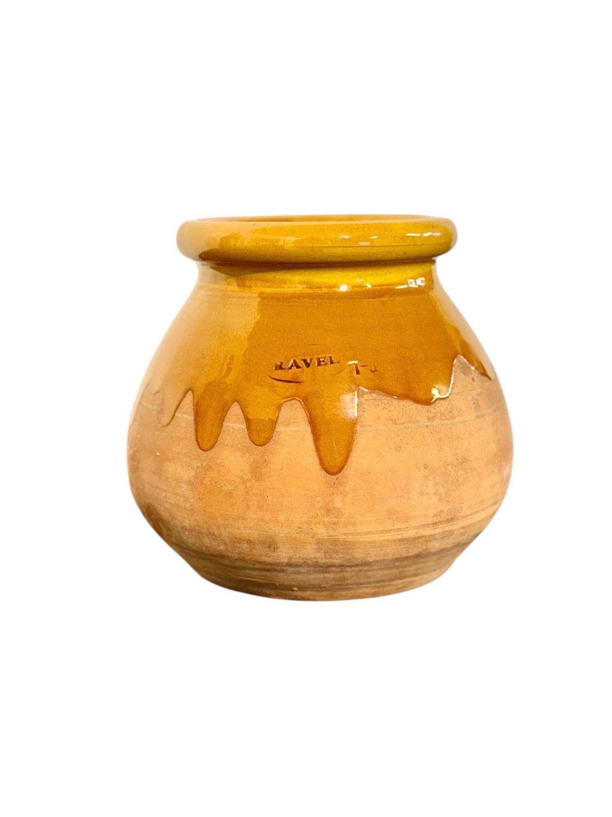 19th Century French Glazed Terracotta Pot With Honey Drip Glaze photo for sale