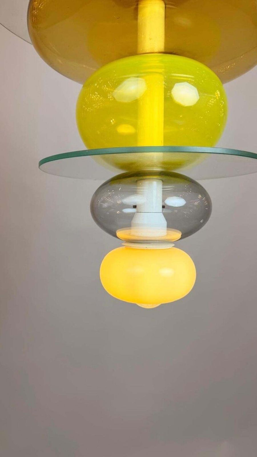 Italian Firenze Yellow Glass Chandelier, Ettore Sottsass For Venini, 1990 photo 7510.0