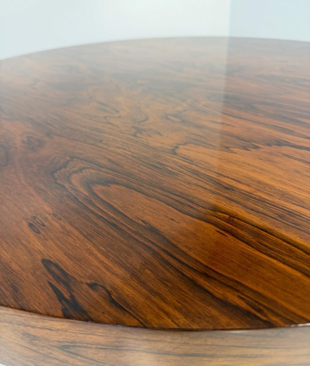 Italian Art Deco Round Table In Ziricote Wood With Red Lacquered Base, 1950s photo buy