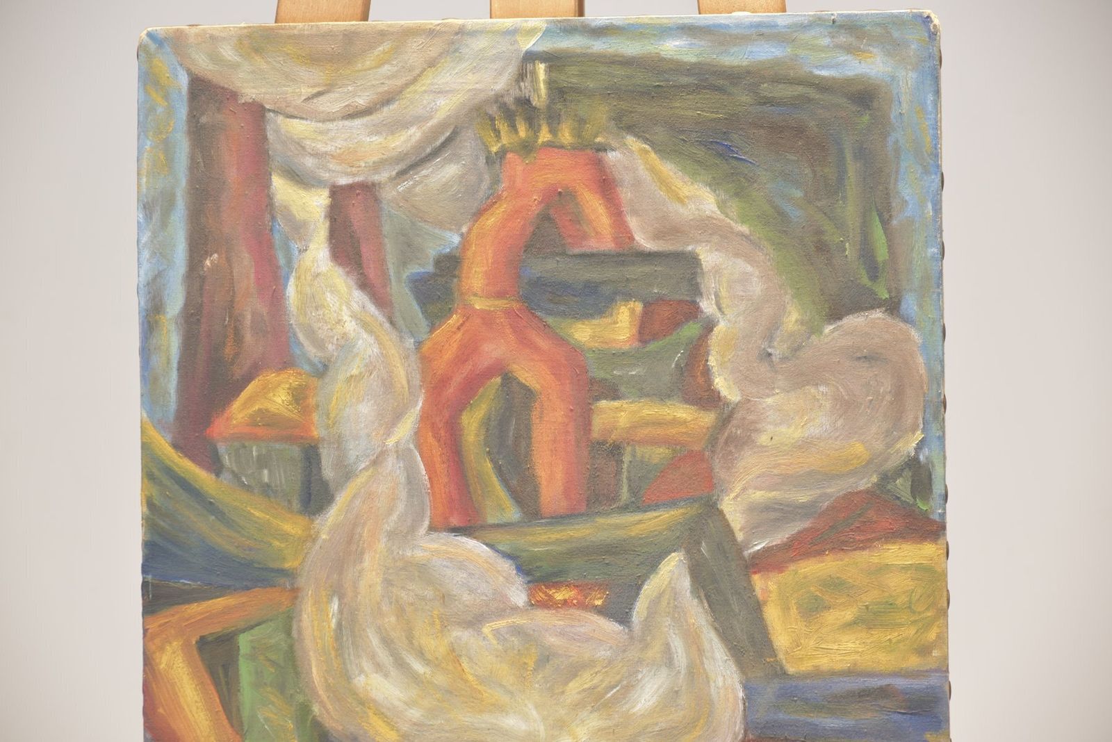 Oil Painting, Germany, Around 1925, Locomotive Under Blast Furnace photo vinterior