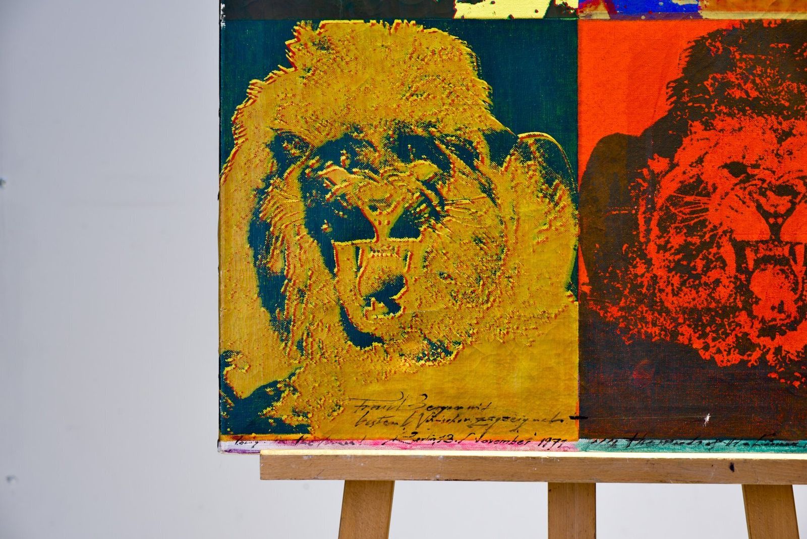 Silkscreen, Nic Albrecht, Berlin, 1969, Long Live The Lion photo vintage