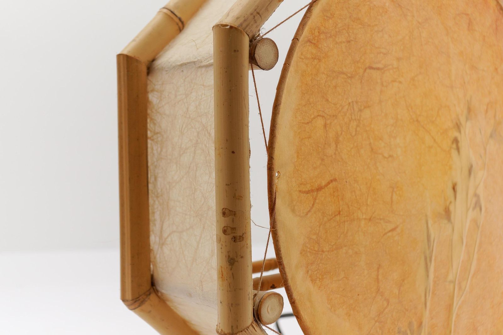 Large Japanese Wall Lamp Made Of Bamboo And Rice Paper, Mid Century Modern 1960s photo vintage