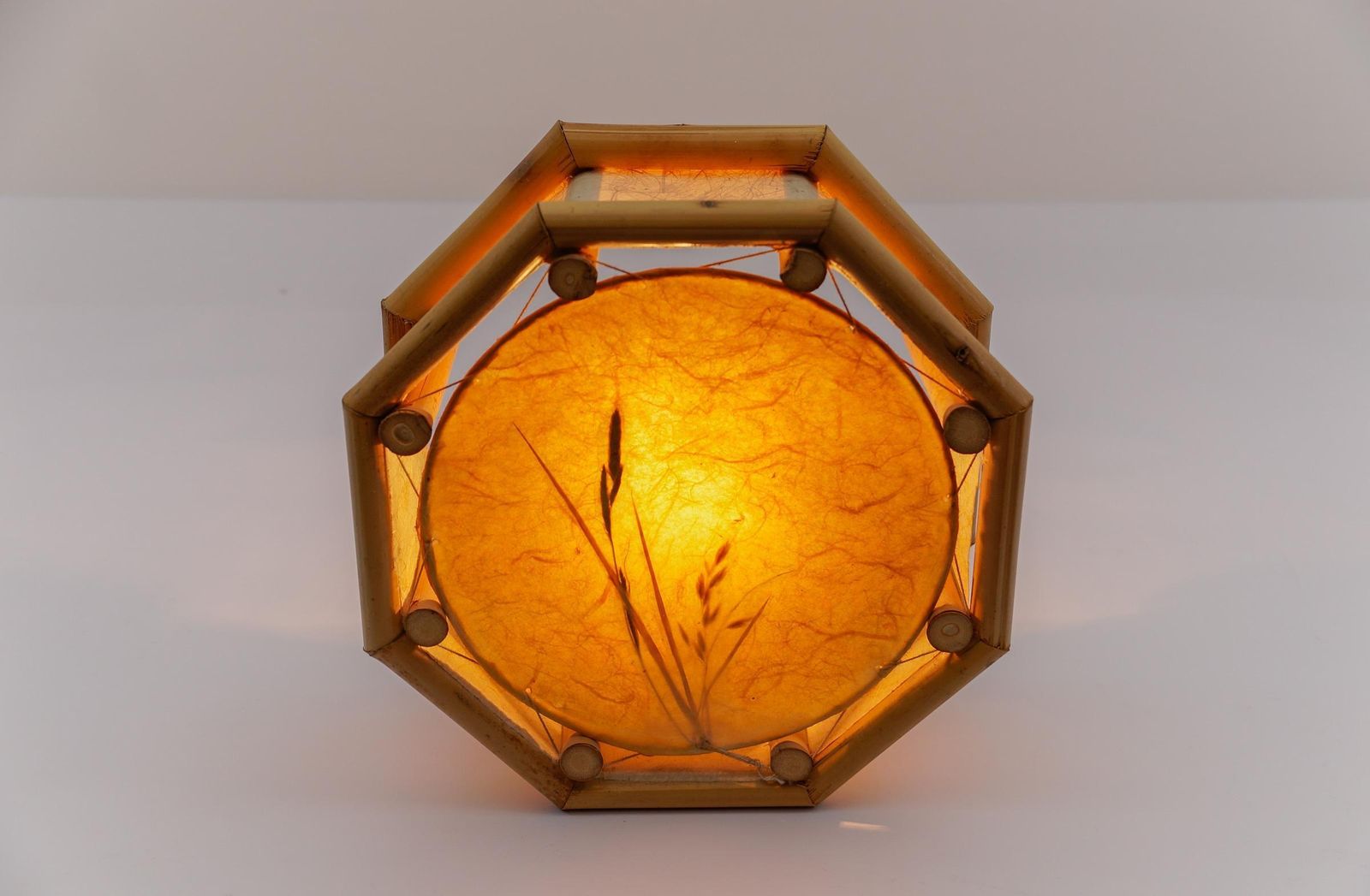 photo for sale Japanese Wall Lamp Made Of Bamboo And Rice Paper, Mid Century Modern 1960s