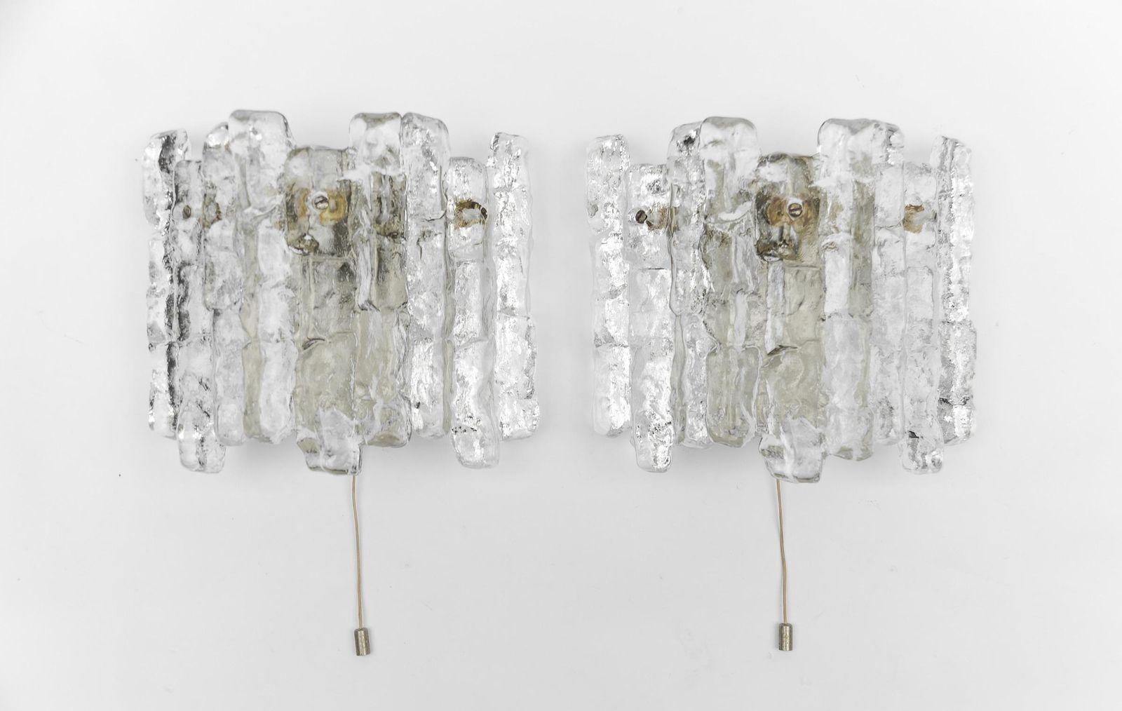 A Pair Of Ice Glass Wall Lights By J.T. Kamlar Franken Kg, 1960s photo furniture