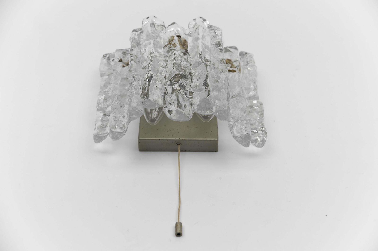 photo for sale A Pair Of Ice Glass Wall Lights By J.T. Kamlar Franken Kg, 1960s