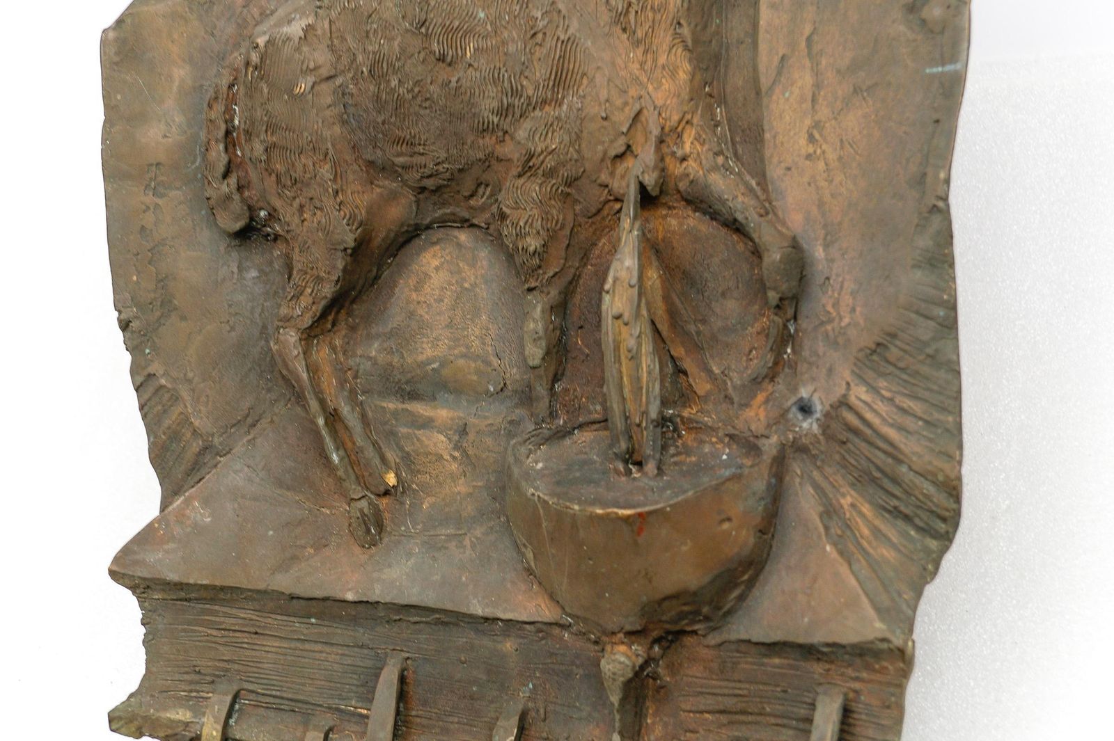 Lamb On Bible With Chalice – Bronze Wall Plaque From An Eastern European Church photo buy