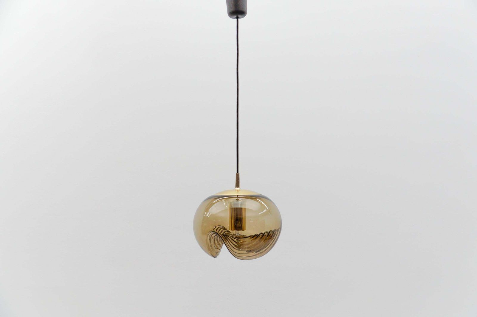 Smoked Glass Lamp "Wave" By Koch & Lowy For Peill & Putzler, 1960s photo furniture