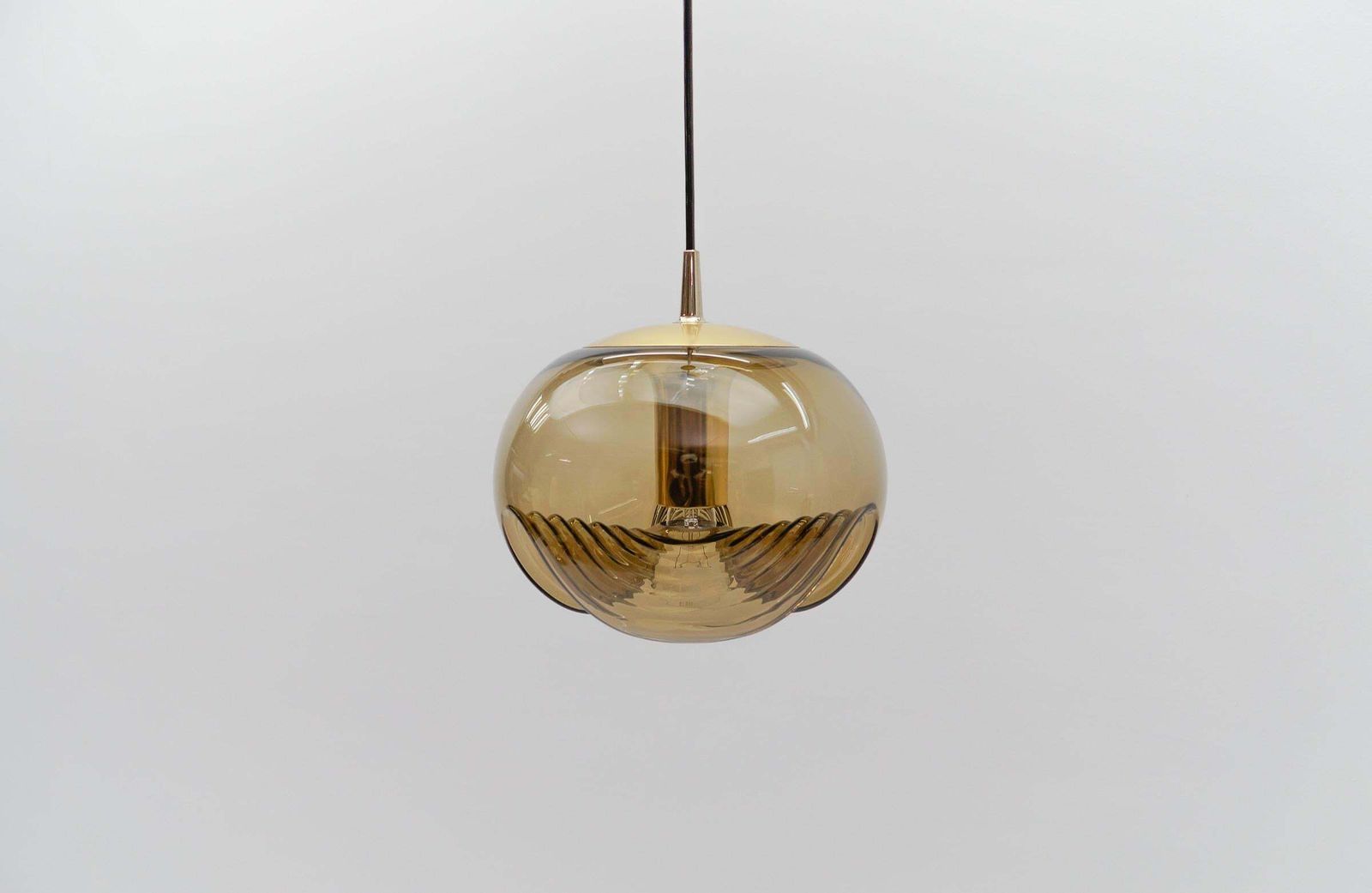 Smoked Glass Lamp "Wave" By Koch & Lowy For Peill & Putzler, 1960s photo vinterior