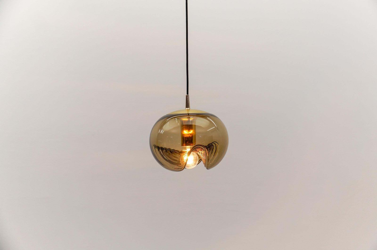 Lighting Smoked Glass Lamp "Wave" By Koch & Lowy For Peill & Putzler, 1960s photo