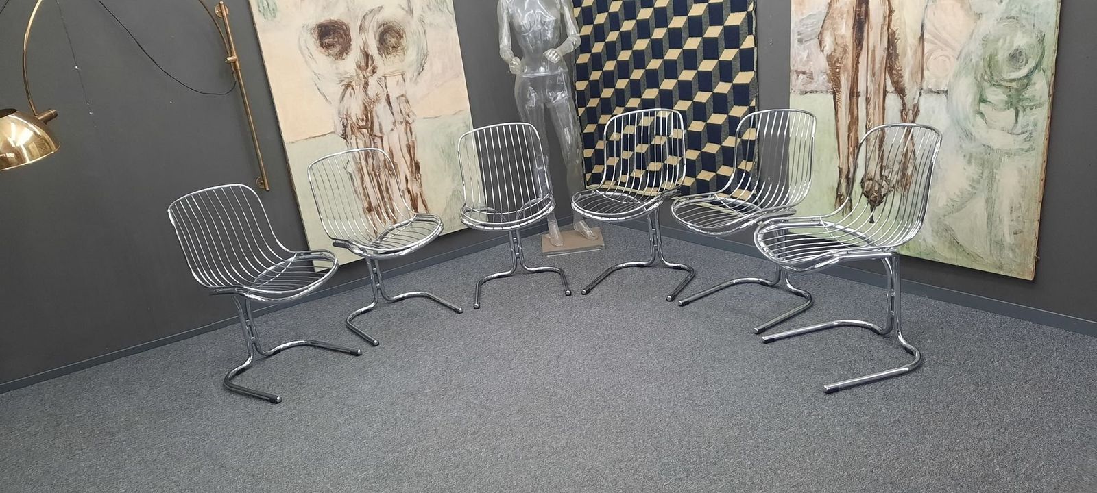 Space Age Radiofreccia Chrome Dining Chairs By Gastone Rinaldi For Rima, 1970s, Set Of 6
