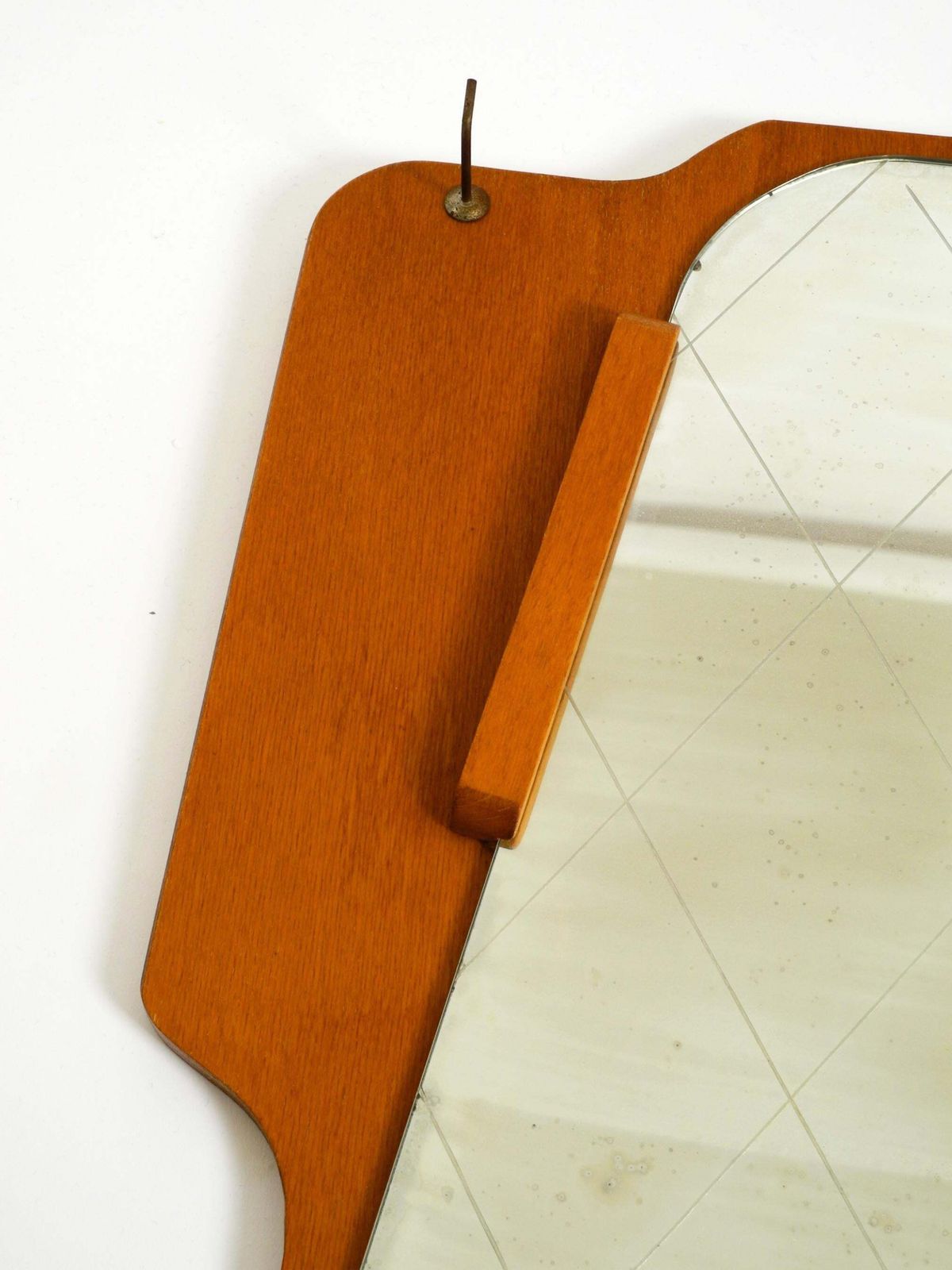 1930s Wall Mirror, Teak And Plywood, Abstract Design, Germany photo buy