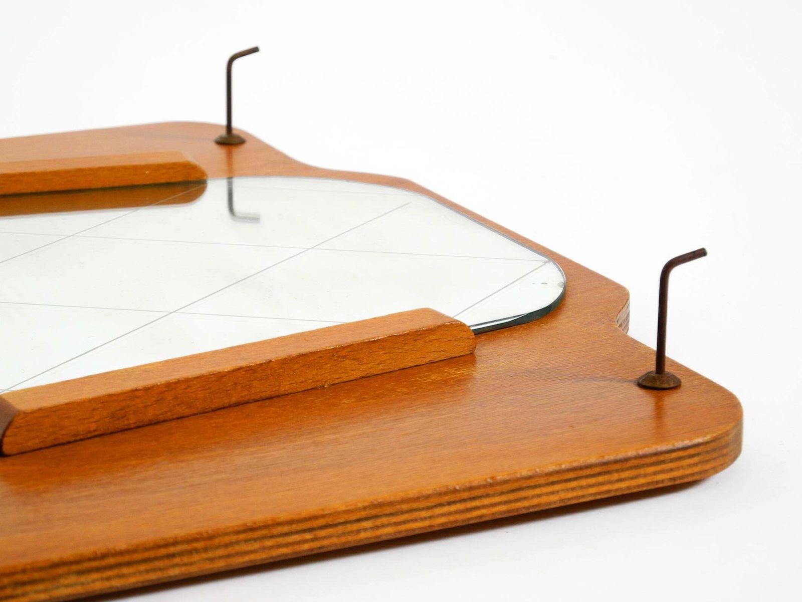 photo for sale 1930s Wall Mirror, Teak And Plywood, Abstract Design, Germany