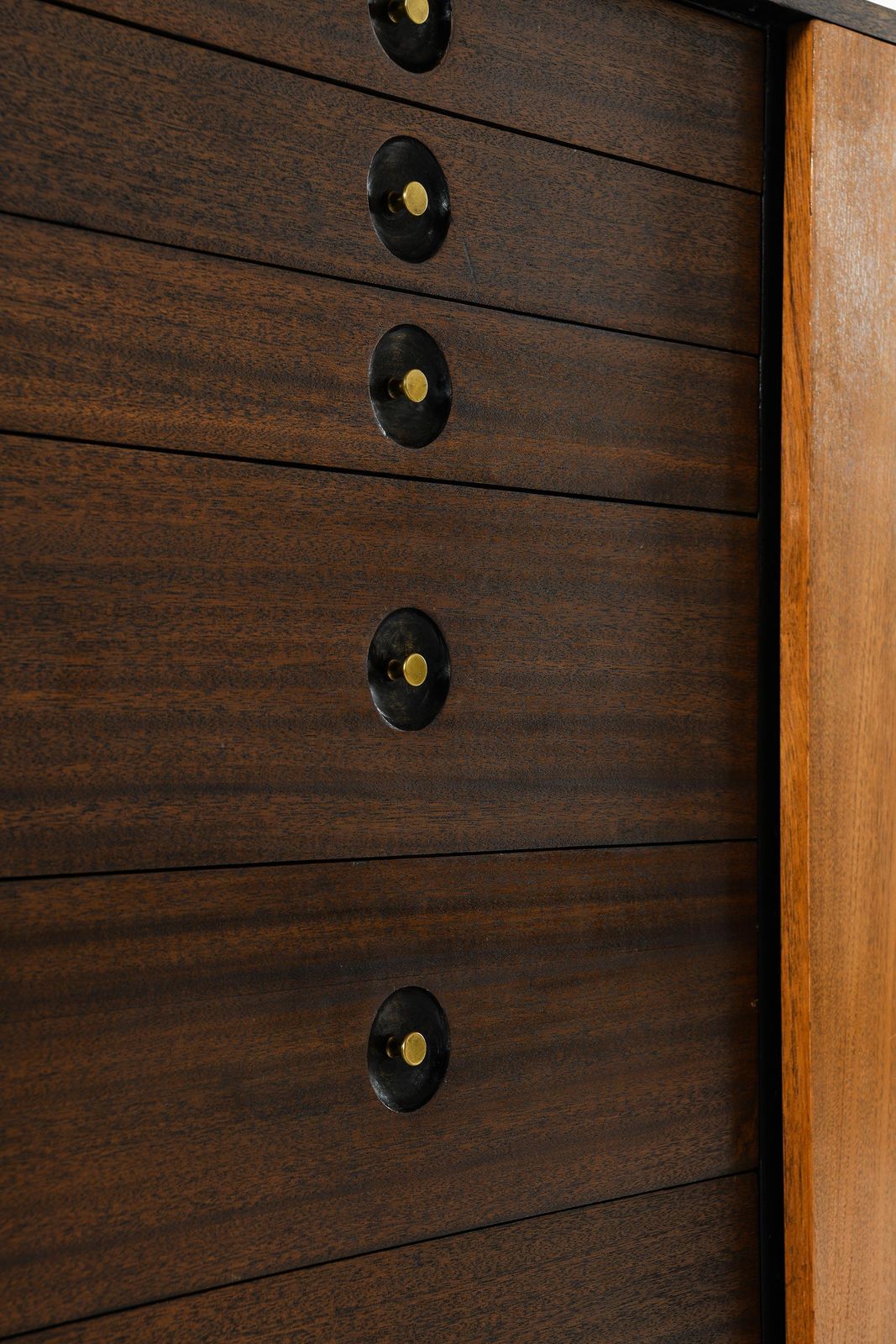 Chest Of Drawers In Mahogany And Brass By Harvey Probber, 1950s photo vintage