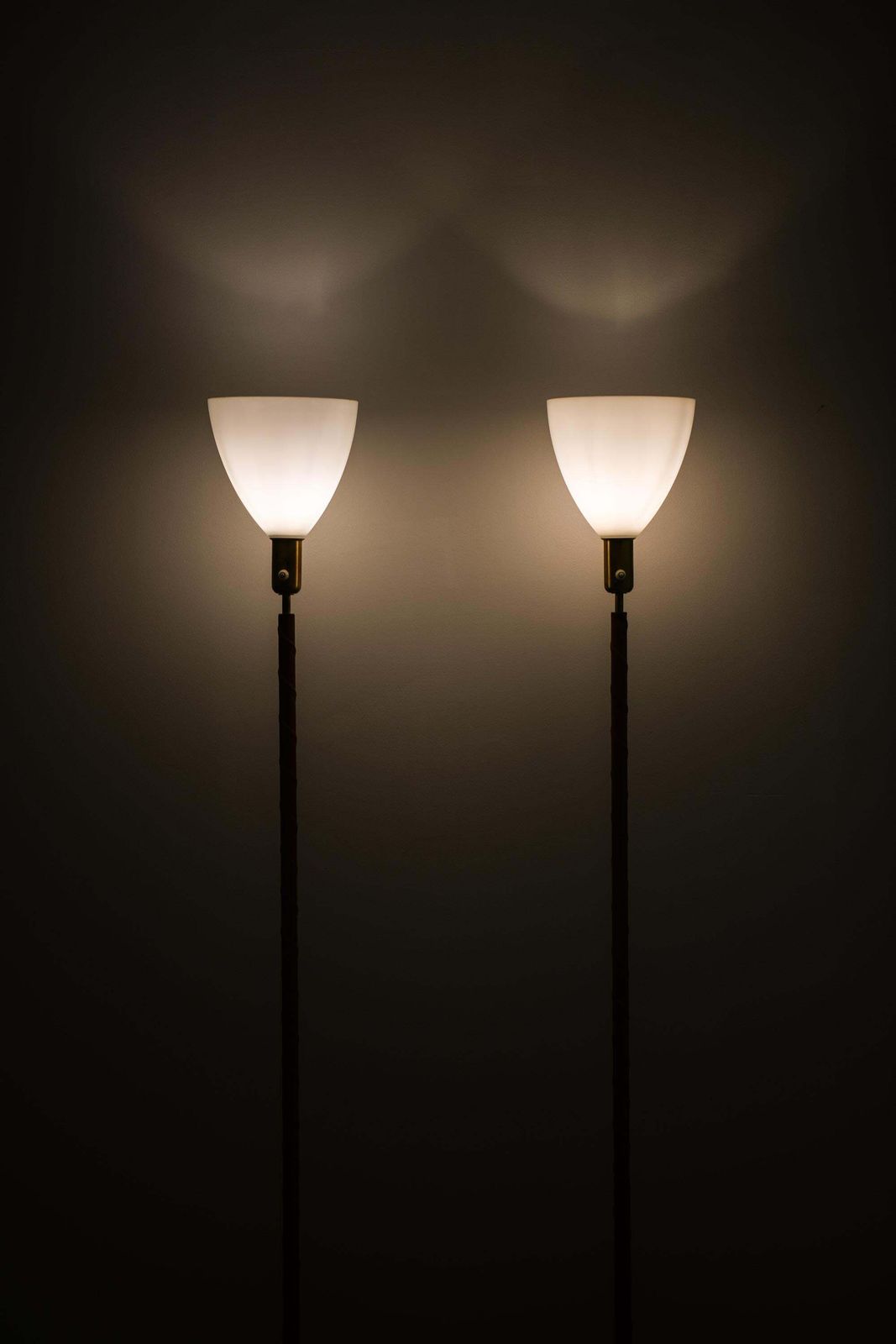Set Of 2 Floor Lamps In Brass And Leather By Asea, 1950s photo 12178.0