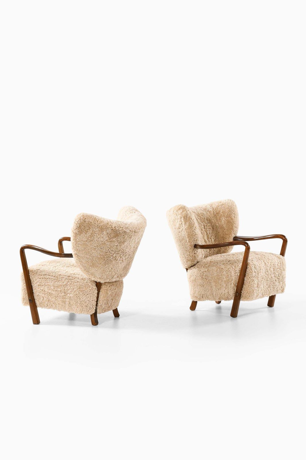 Set Of 2 Easy Chairs In Beech And Sheepskin By Viggo Boesen, 1930s photo 73071.0