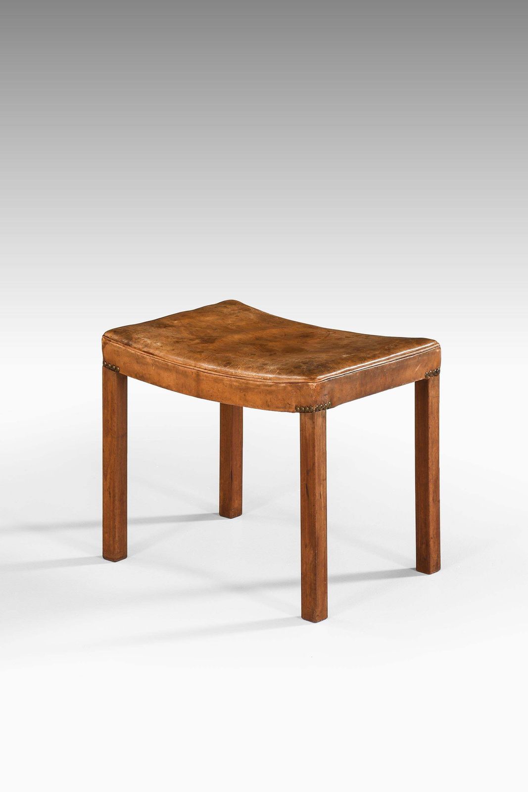 Stool In Mahogany, Leather And Brass By Frits Henningsen, 1940s photo Furniture
