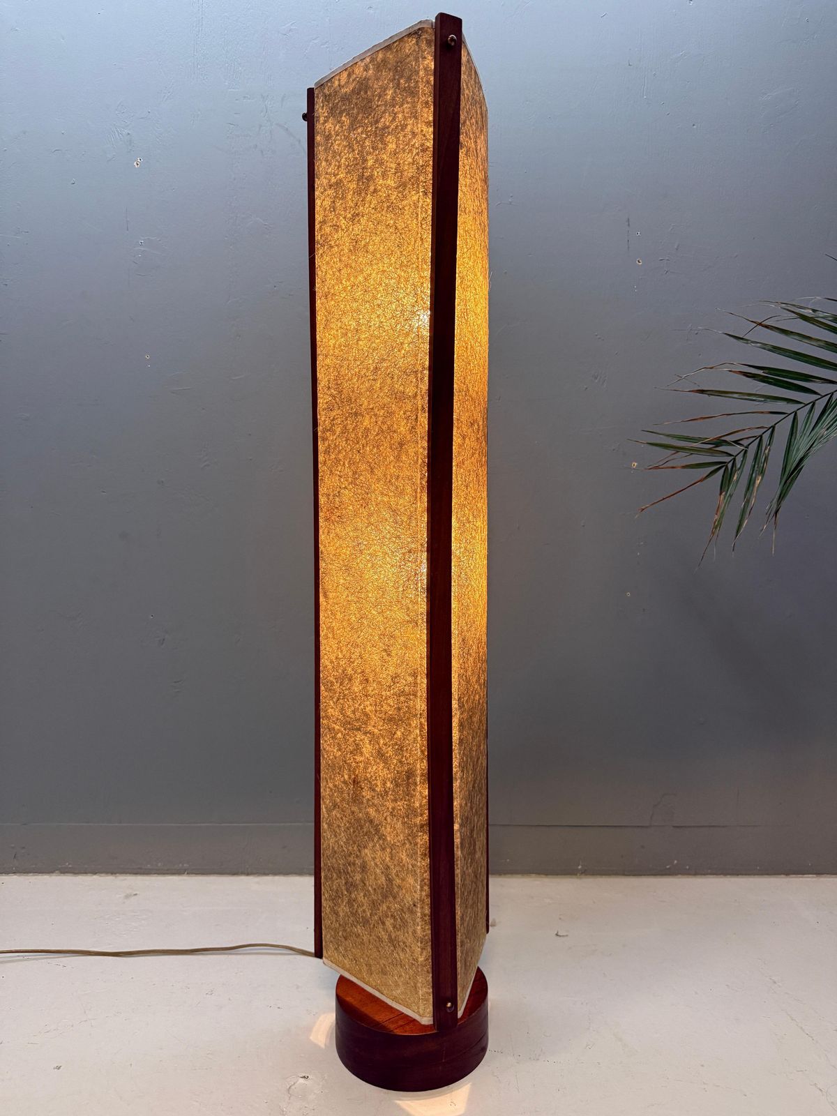 Danish Mid Century Fiberglass And Teak Floor Lamp   1960 photo for sale