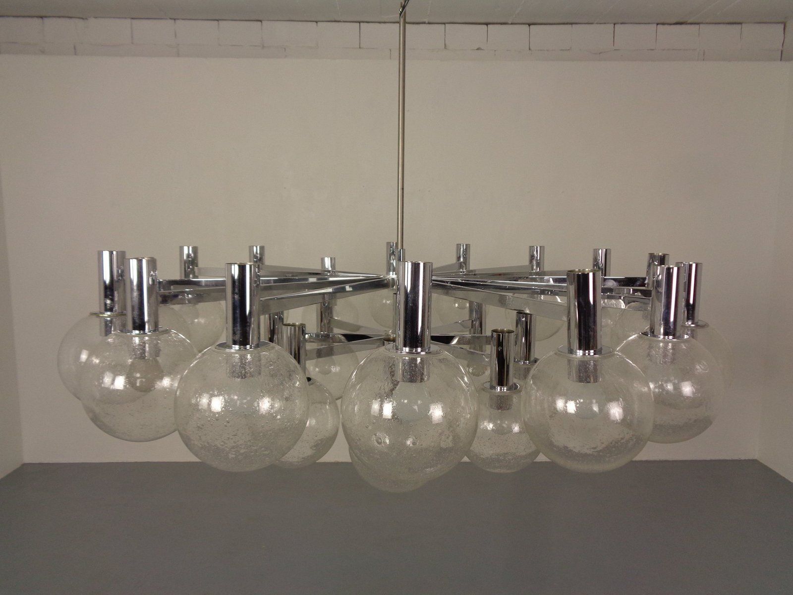 photo furniture Large Chromed Spider Sputnik Lamp With 24 Handblownd Ice Glass Balls From Ott International, Germany, 1960s