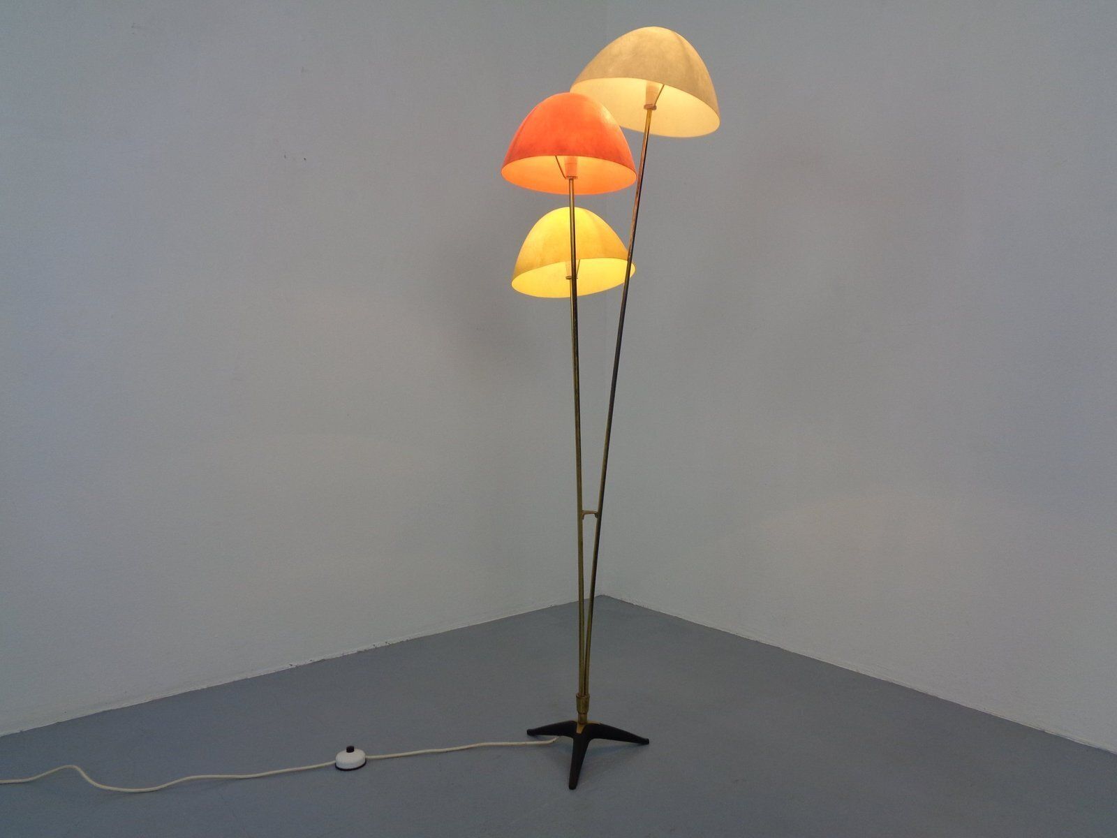 Italian Fiberglass & Brass Floor Lamp, 1950s photo furniture