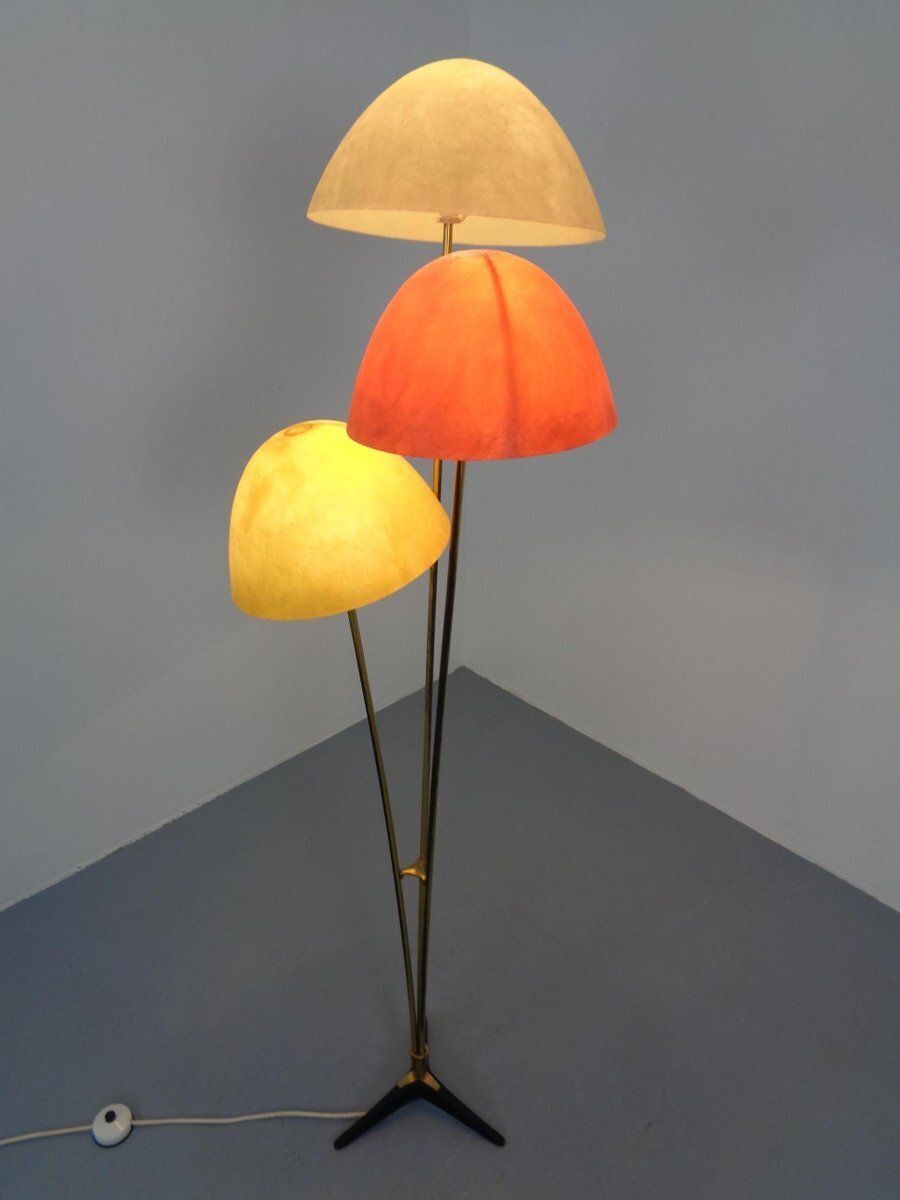 Italian Fiberglass & Brass Floor Lamp, 1950s photo buy