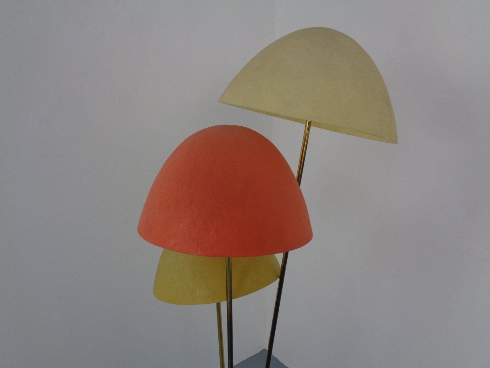 1721.0 Italian Fiberglass & Brass Floor Lamp, 1950s photo