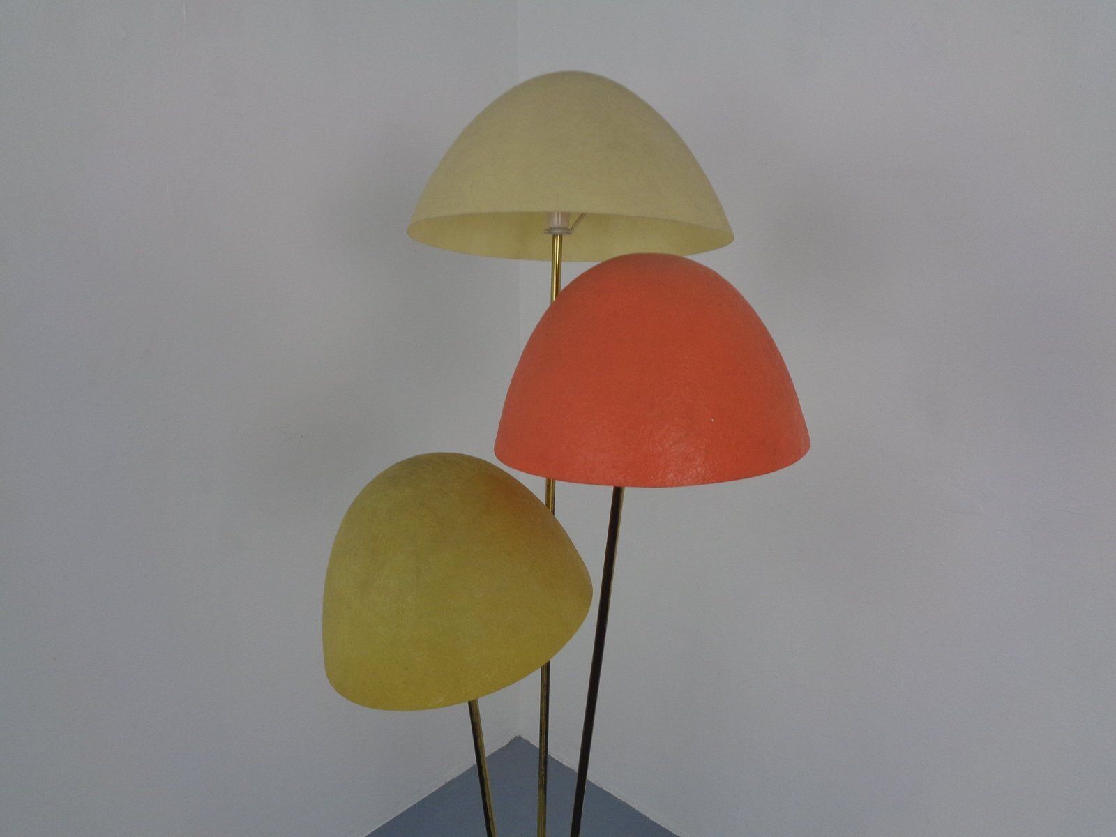 photo buy Italian Fiberglass & Brass Floor Lamp, 1950s