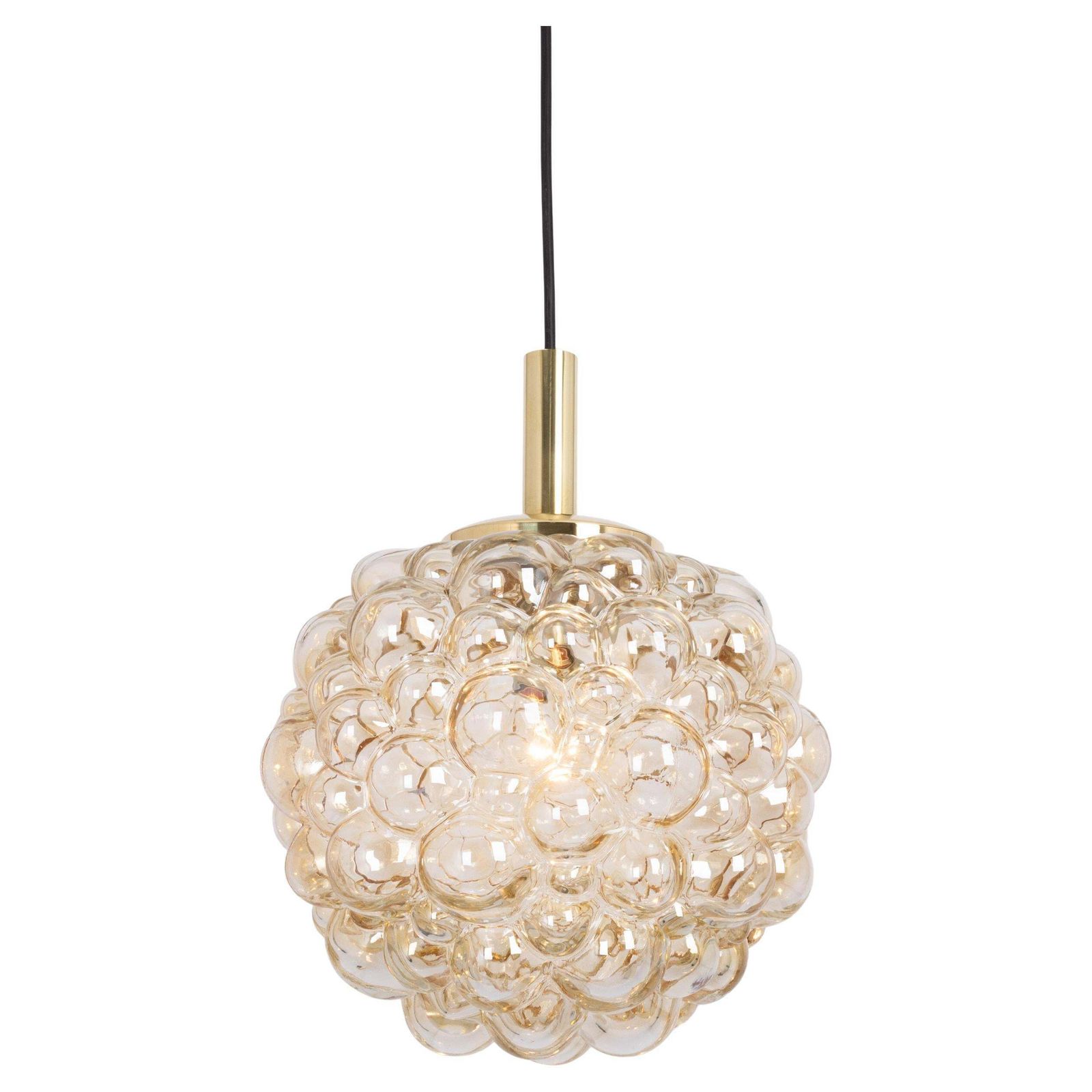 Large Amber Bubble Glass Pendant By Helena Tynell For Limburg, Germany, 1970s