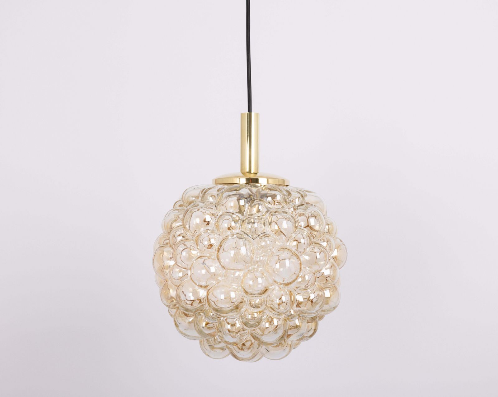 Verlichting Large Amber Bubble Glass Pendant By Helena Tynell For Limburg, Germany, 1970s photo