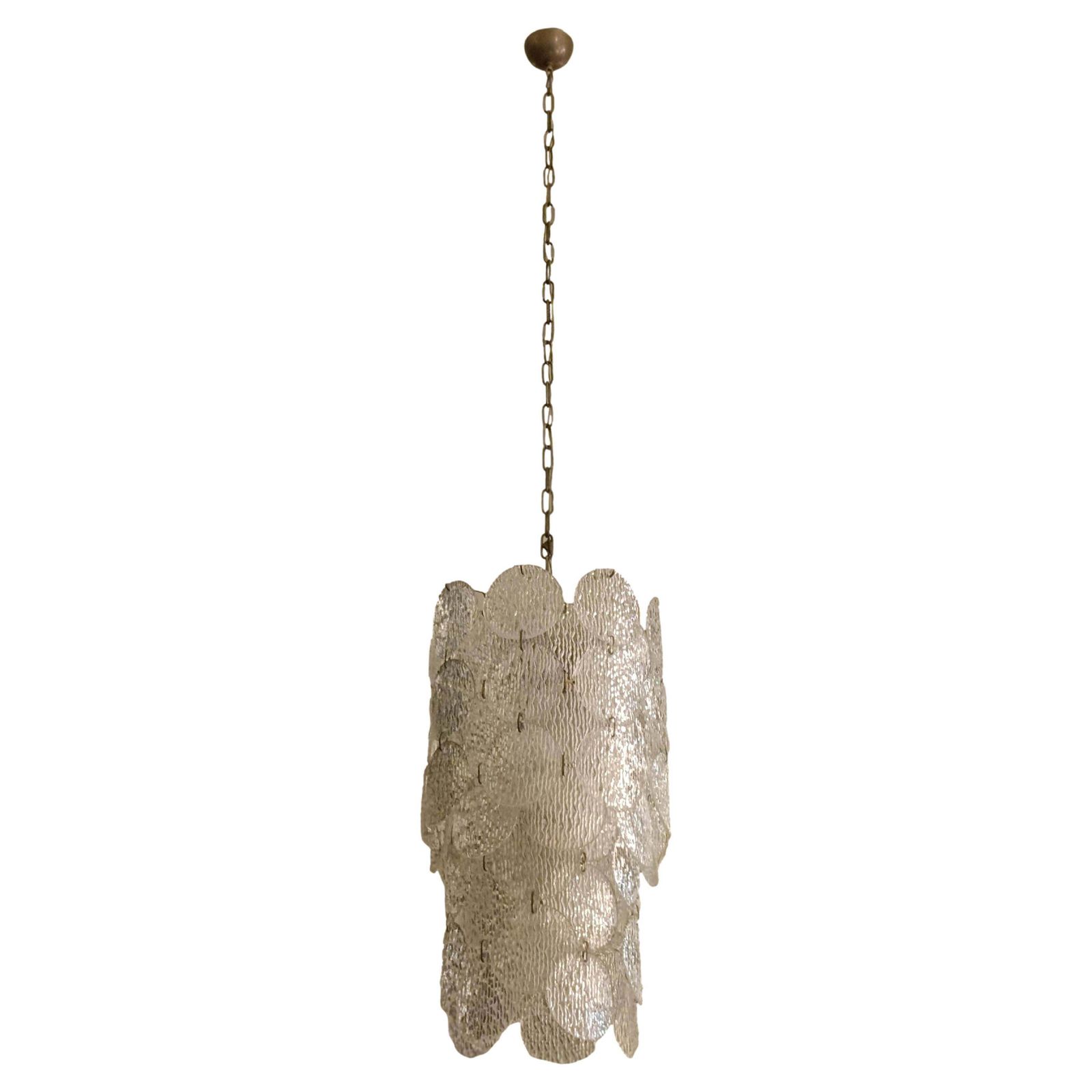 Gino Vistosi "Torcello" Murano Glass Disk Chandelier, Italy 1960s