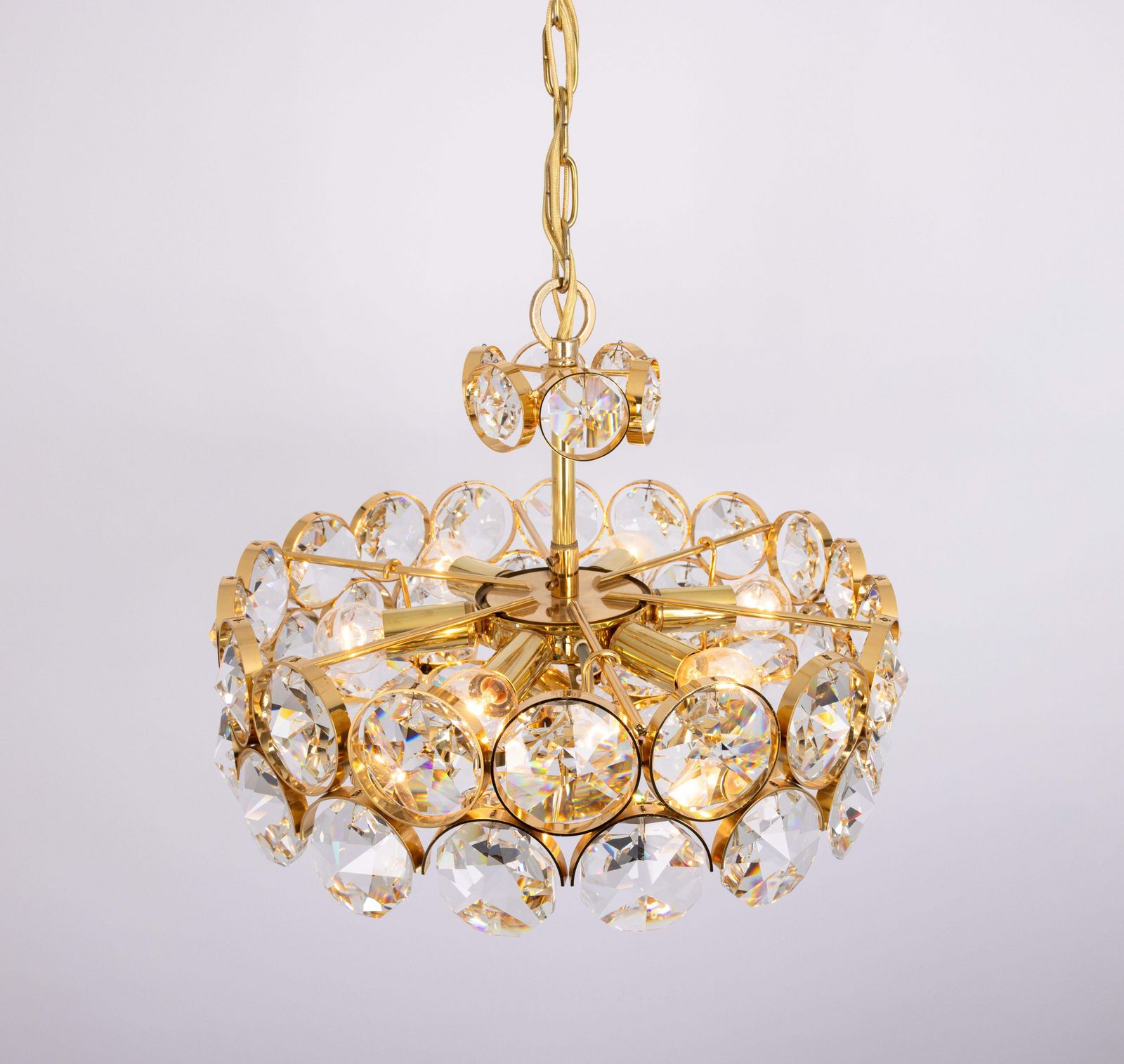 Large Gilt Brass Chandelier, Sciolari Design By Palwa, Germany, 1970s photo 1222.0