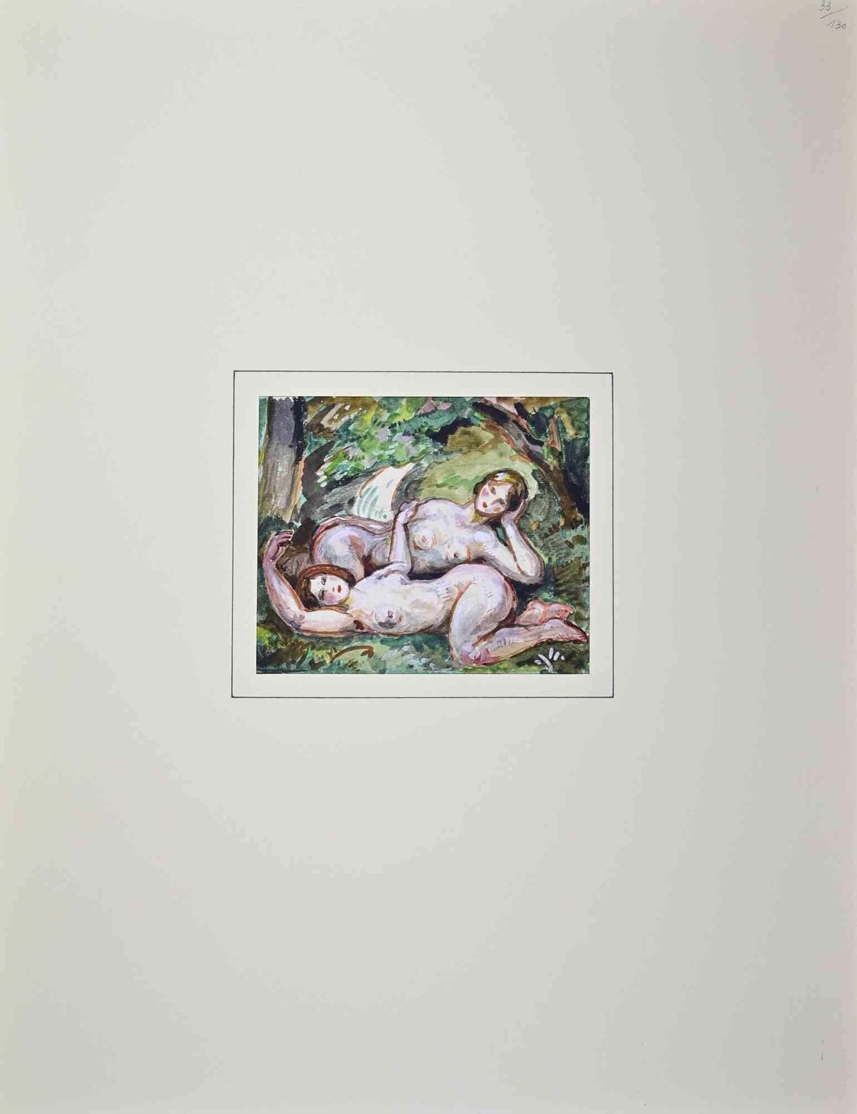 Paul Emile Colindue Femme Nues Allongées   Mixed Media By Paul Emile Colin   Early 20th Centuryearly 20th Century photo furniture