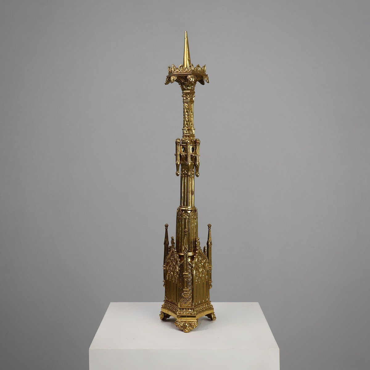 French Neo‑Gothic Copper Church Candleholder, 1880