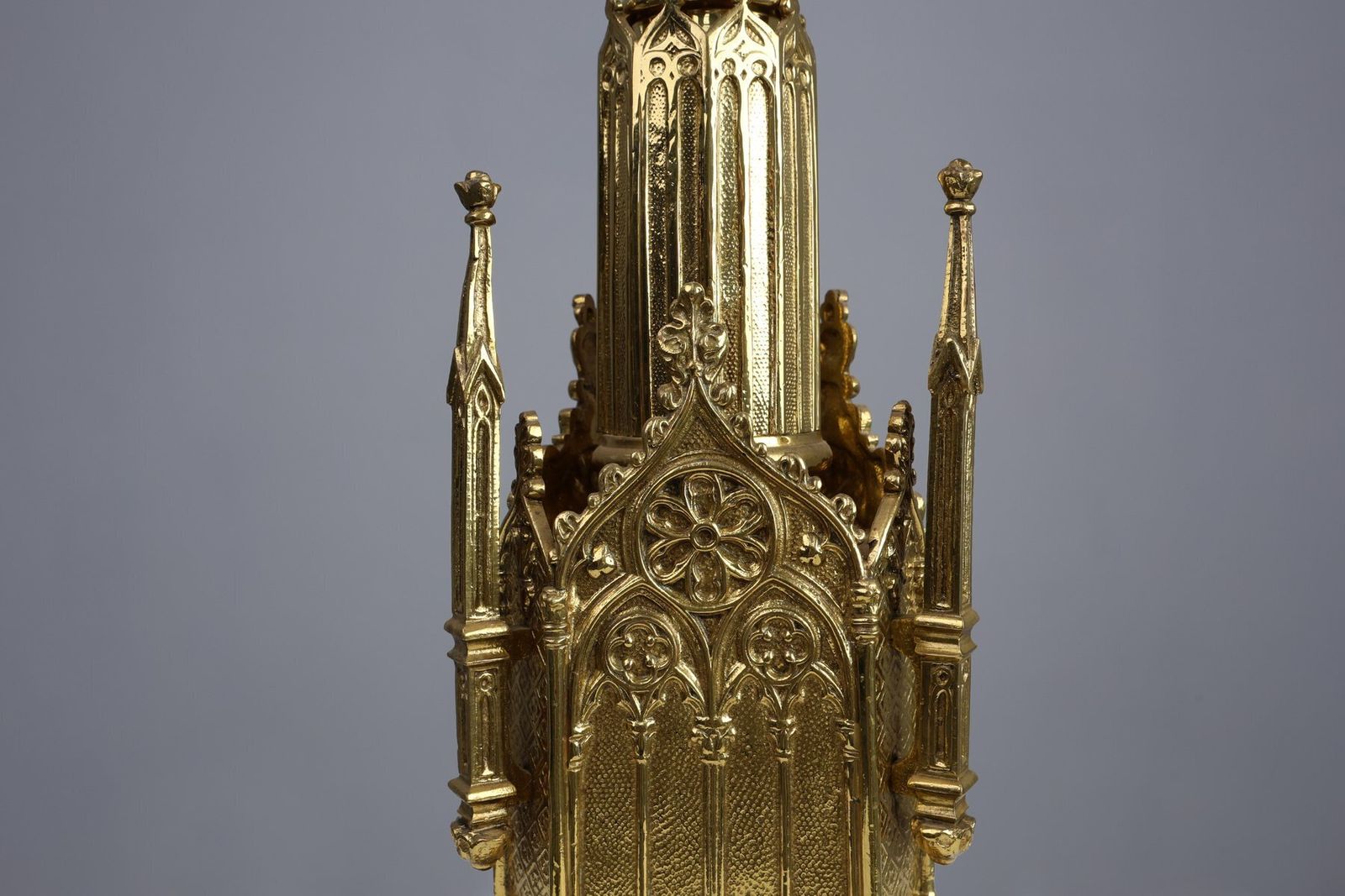 French Neo‑Gothic Copper Church Candleholder, 1880 photo vinterior