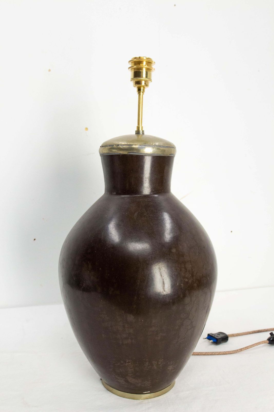 Terracotta Tadelakt Finishing Brown Table Lamp Circa 1970, Morocco photo Lighting