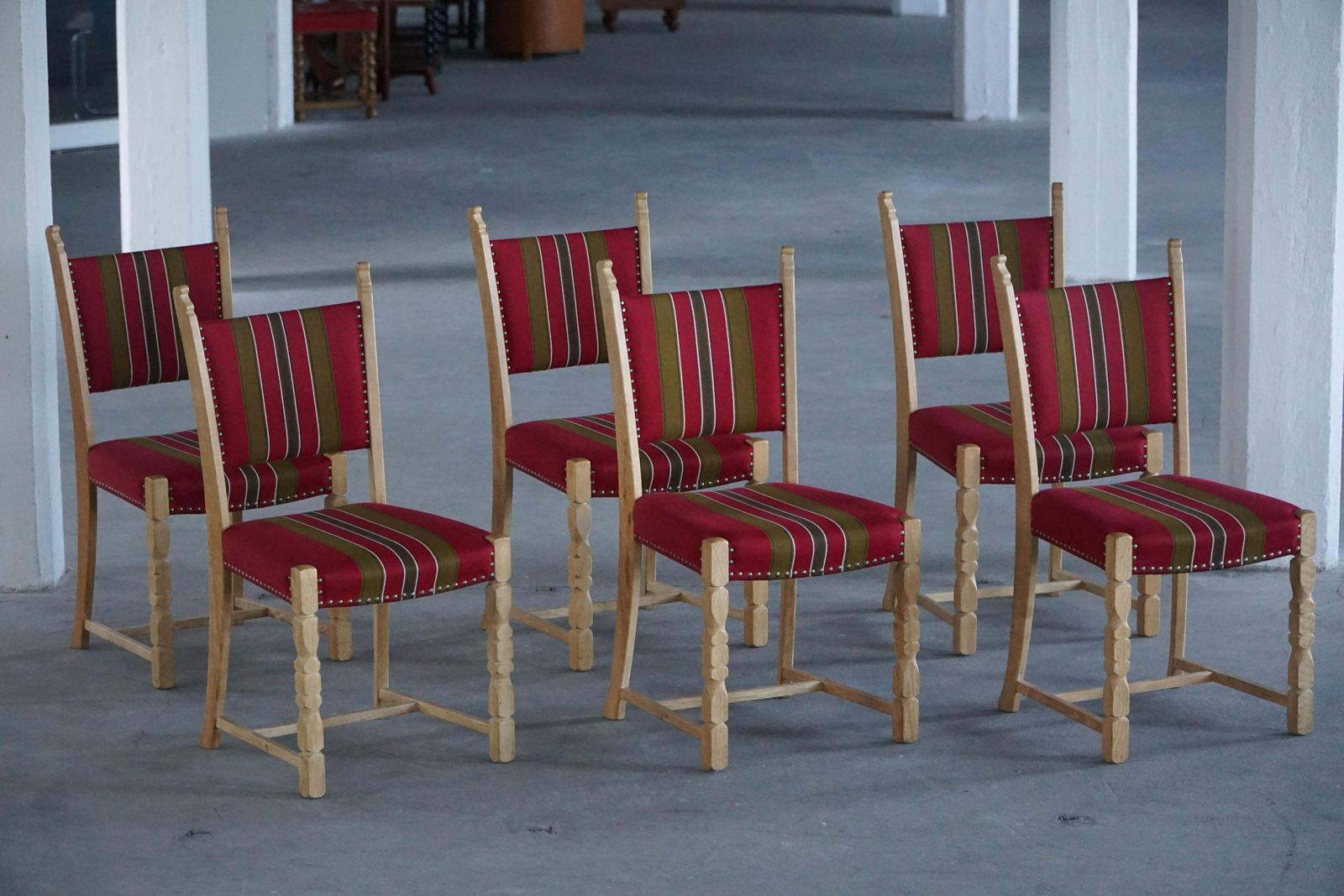 Furniture Danish Mid Century Modern, Set Of 6 Oak Dining Chairs, Henning Kjærnulf, 1960s photo