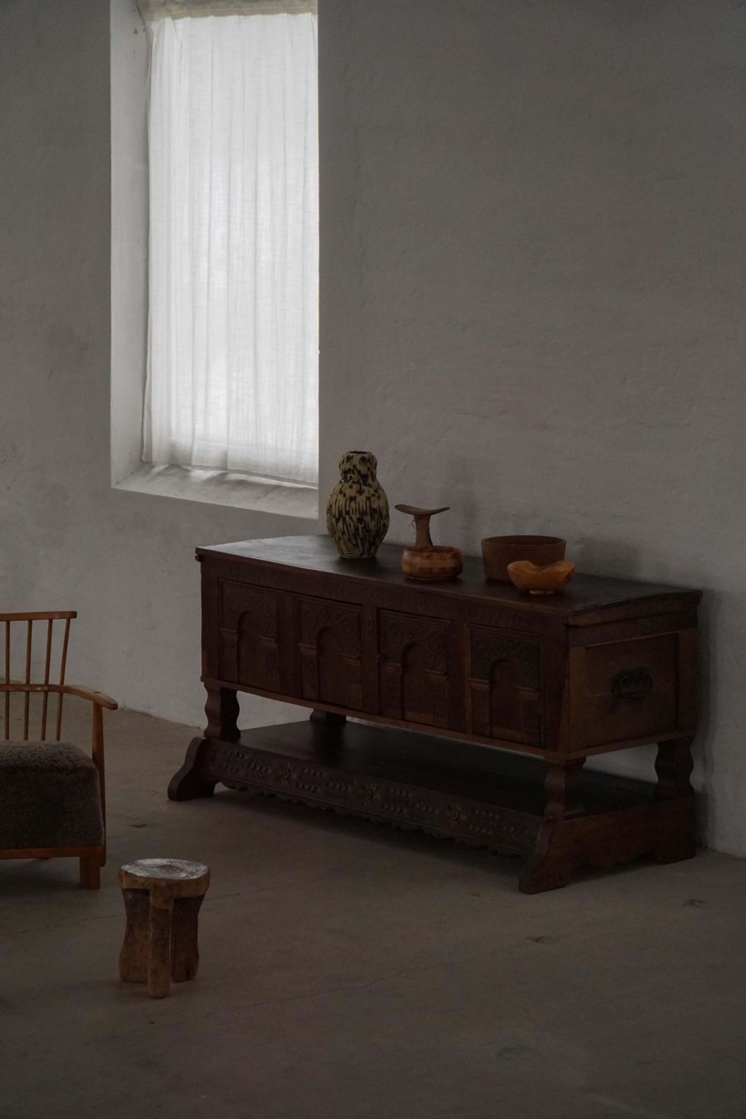 Early 18th Century, Danish Baroque Oak Sideboard, Carved Details, 1700s 1750s photo furniture