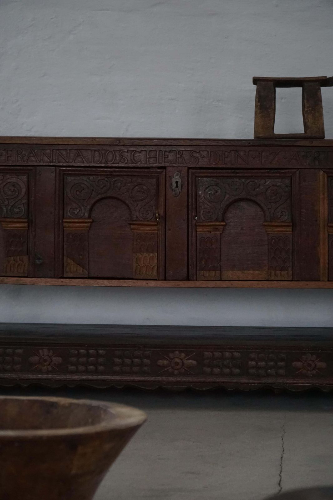 Early 18th Century, Danish Baroque Oak Sideboard, Carved Details, 1700s 1750s photo vinterior